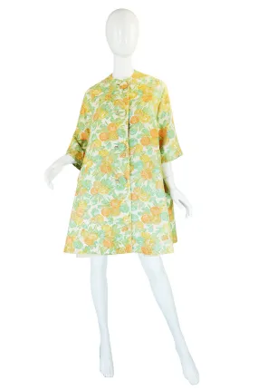 1960s Pastel Floral Brocade Swing Coat