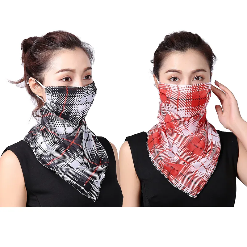 2 Packs UV Sun Protective Chiffon Face Cover Viel Neck Gaiter Scarf