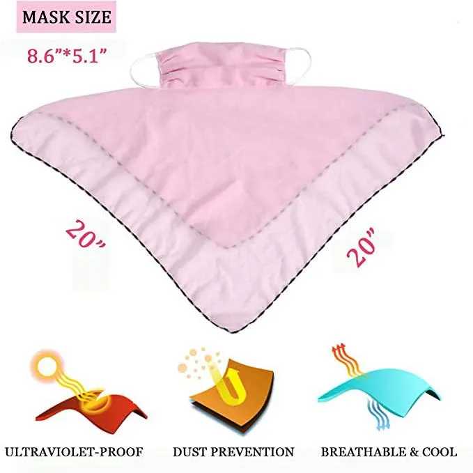 2 Packs UV Sun Protective Chiffon Face Cover Viel Neck Gaiter Scarf