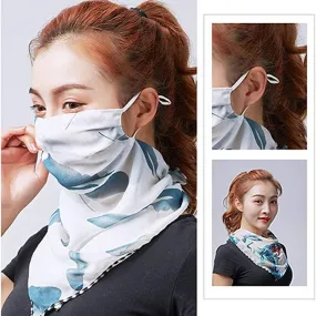 2 Packs UV Sun Protective Chiffon Face Cover Viel Neck Gaiter Scarf