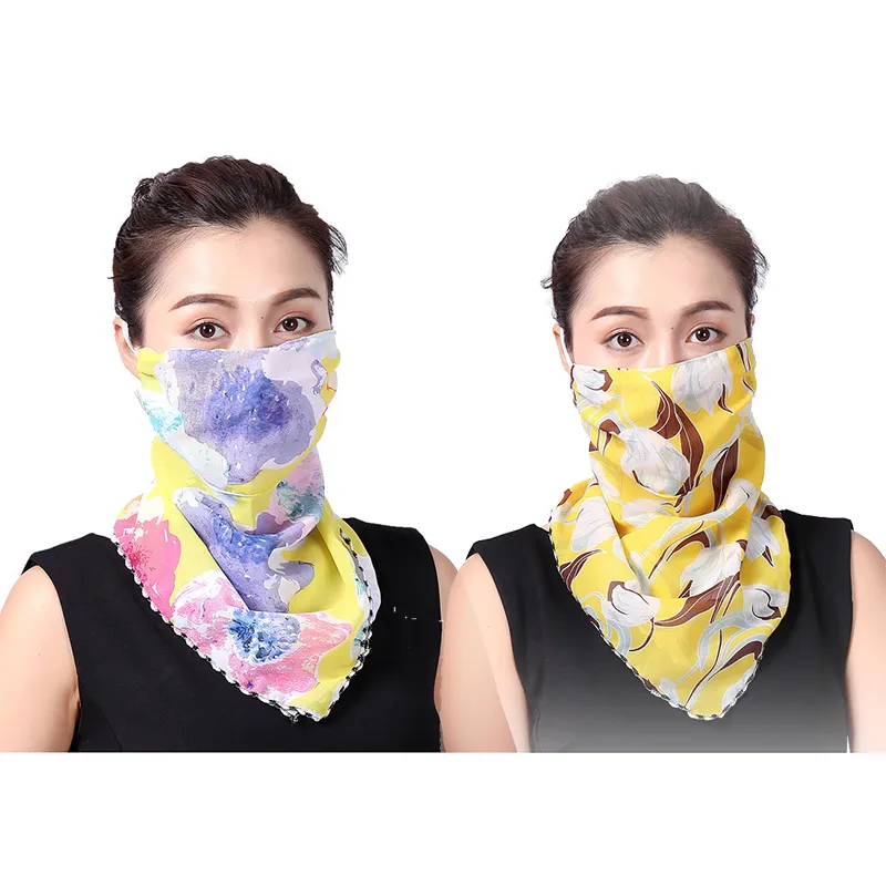 2 Packs UV Sun Protective Chiffon Face Cover Viel Neck Gaiter Scarf