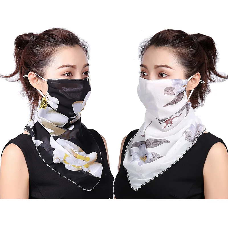 2 Packs UV Sun Protective Chiffon Face Cover Viel Neck Gaiter Scarf