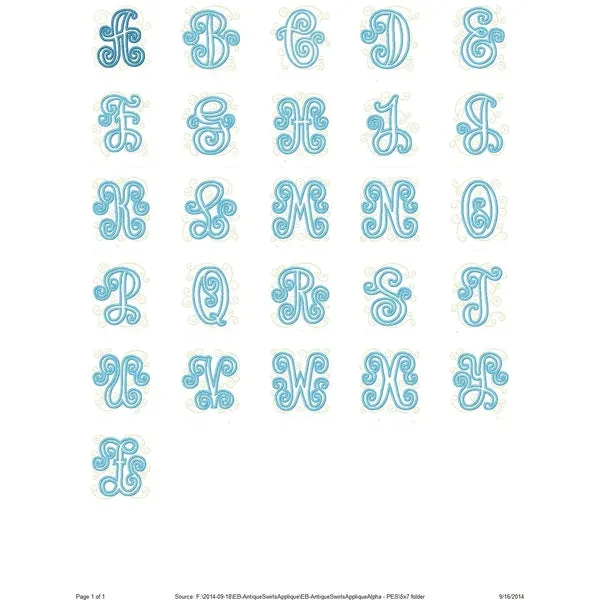 Antique Swirls Applique Alphabet