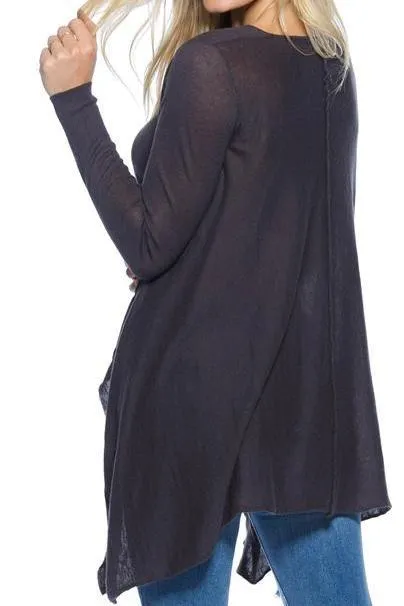 Asymmetric Hem Sweater  (Charcoal)
