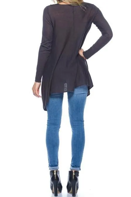 Asymmetric Hem Sweater  (Charcoal)