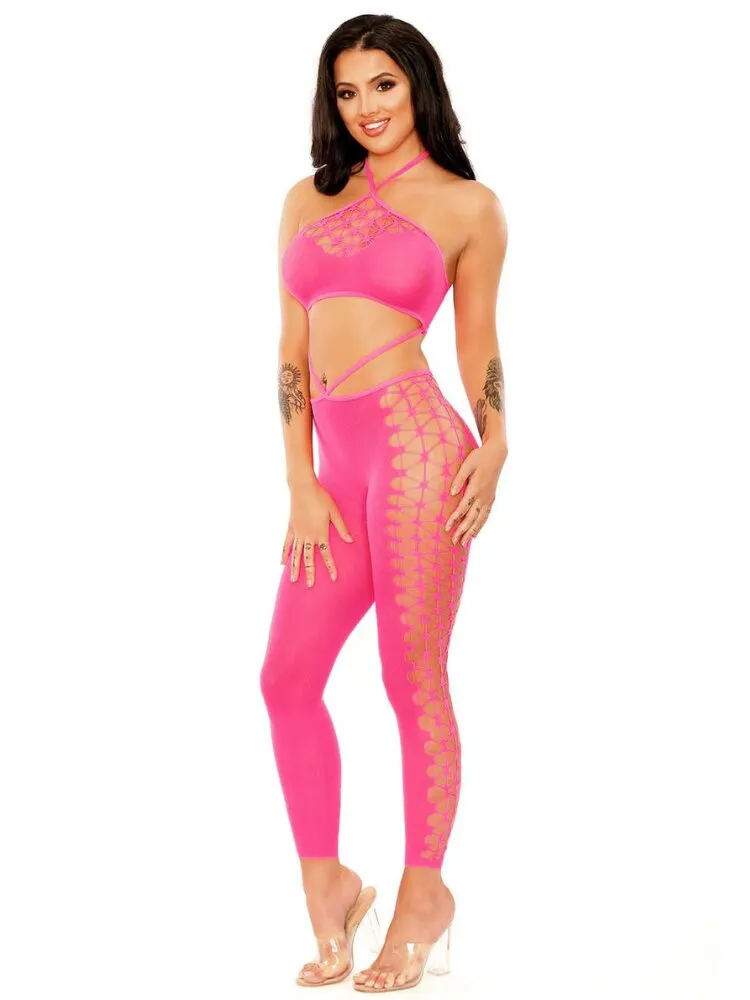 Blacklight Pink Own The Night Bodystocking