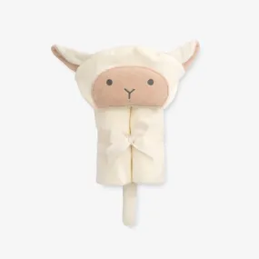 Cream Lambie Hooded Baby Bath Wrap