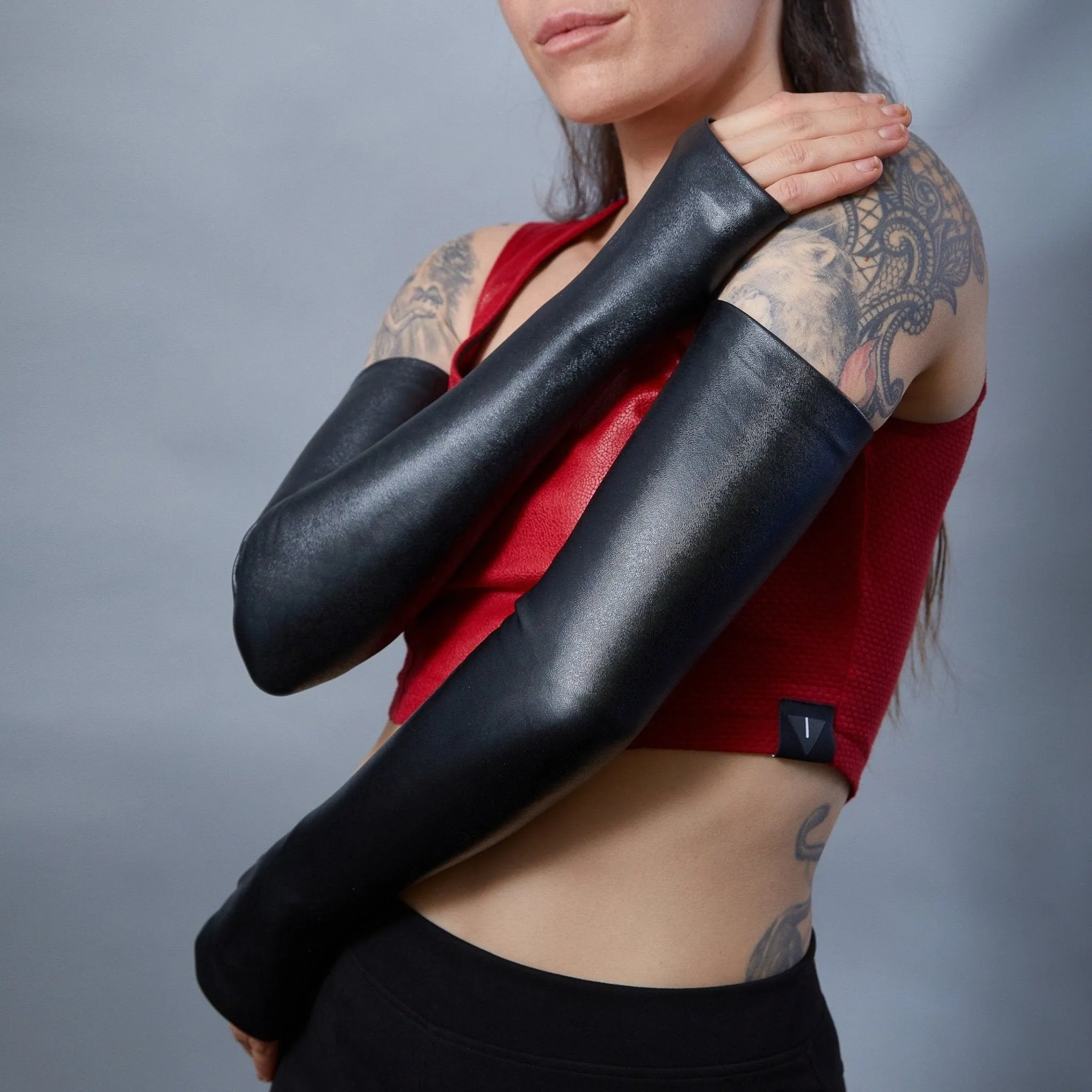 FG-PU Black water-resistant fleece arm warmers