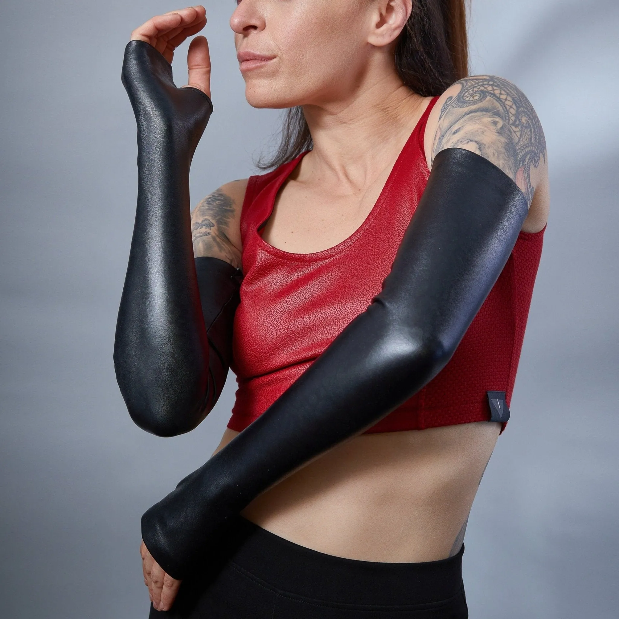FG-PU Black water-resistant fleece arm warmers