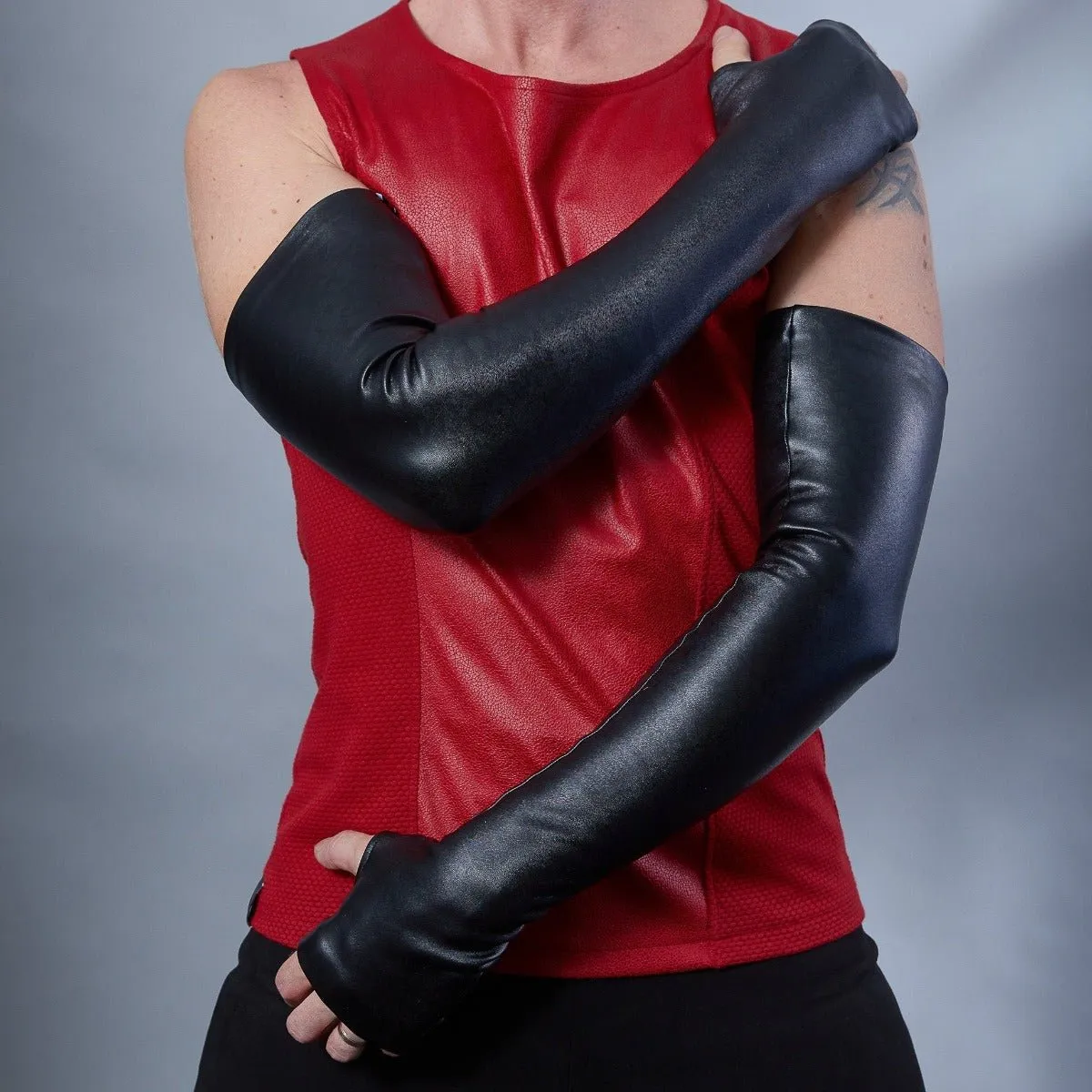 FG-PU Black water-resistant fleece arm warmers