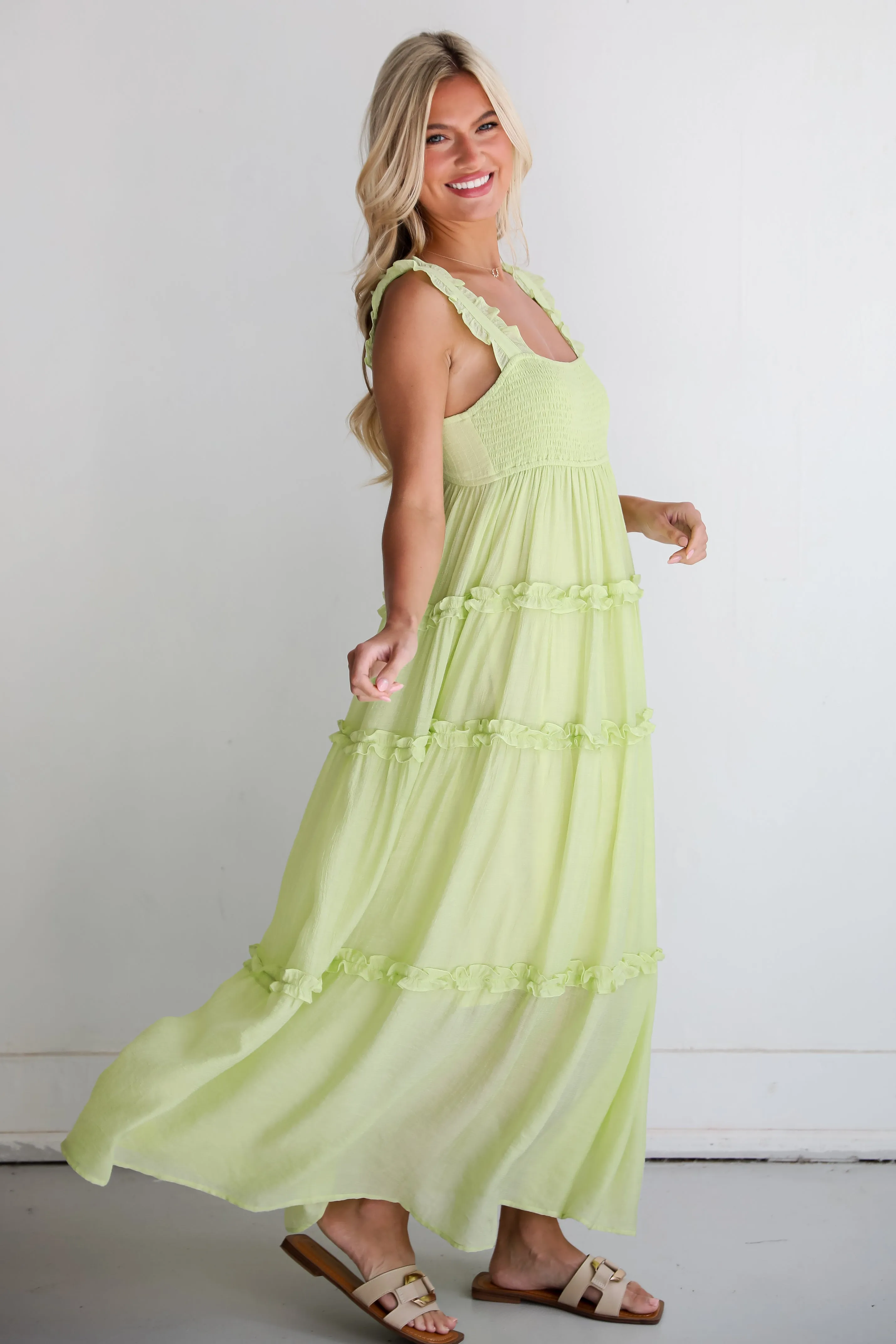 FINAL SALE - Luminous Delight Lime Maxi Dress