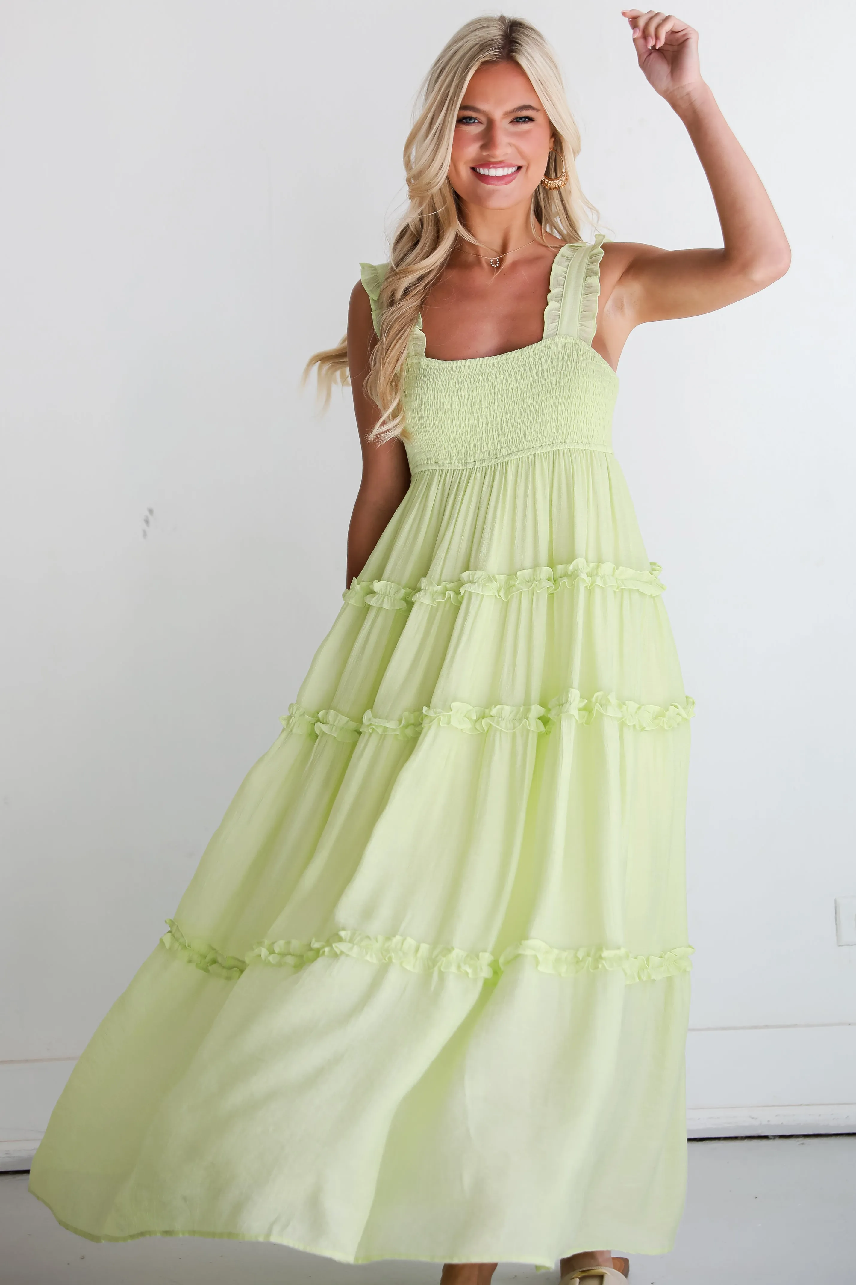FINAL SALE - Luminous Delight Lime Maxi Dress