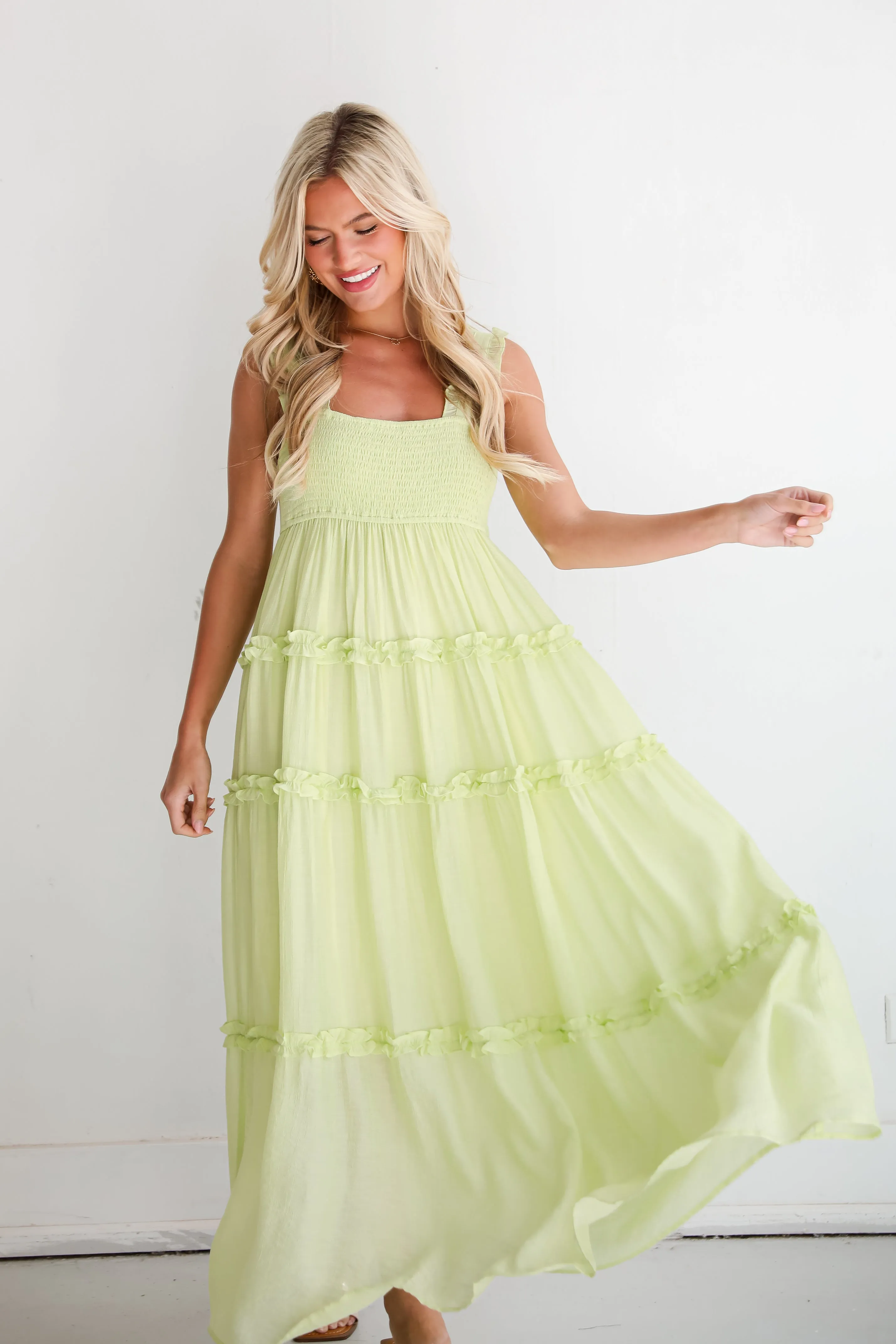 FINAL SALE - Luminous Delight Lime Maxi Dress