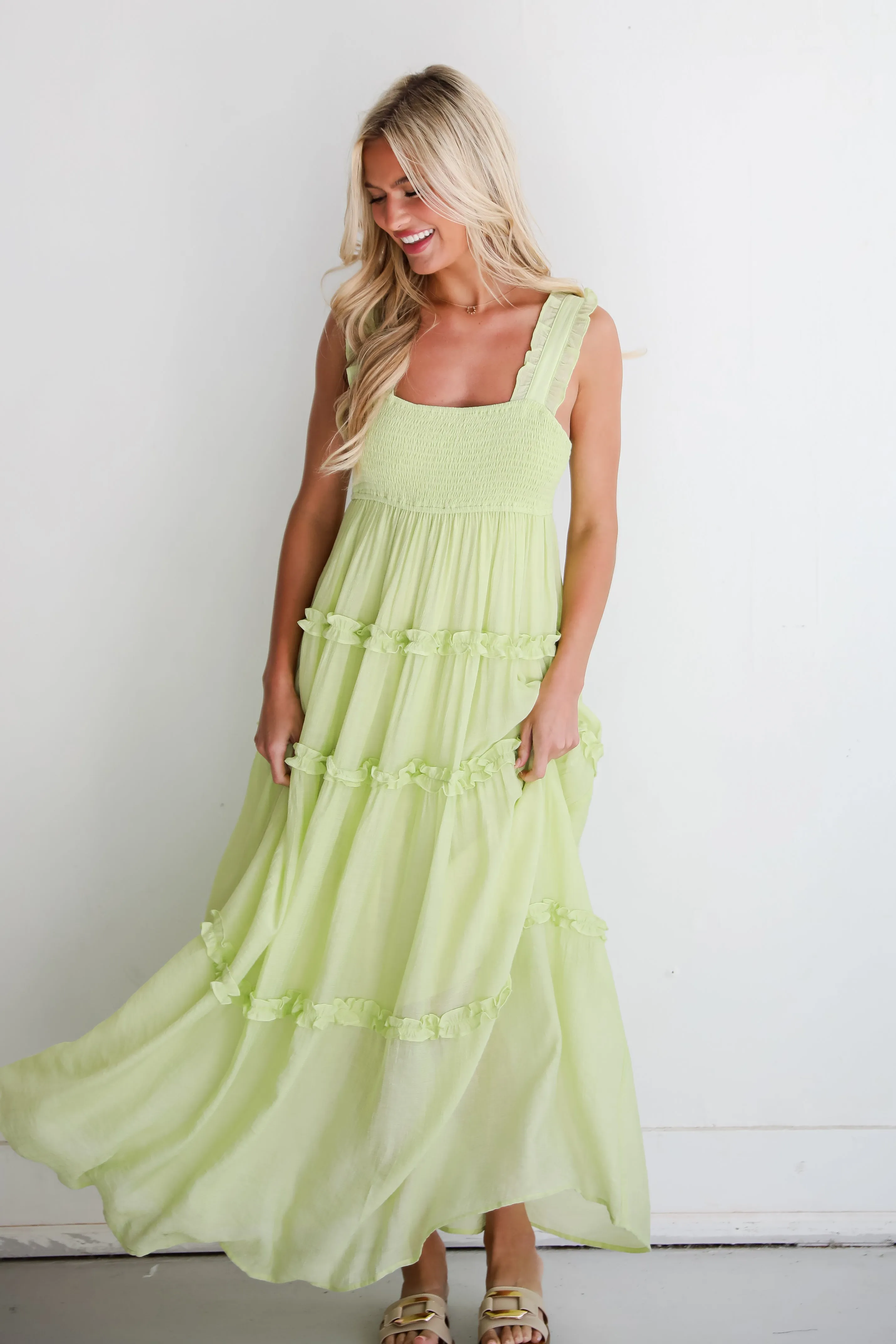 FINAL SALE - Luminous Delight Lime Maxi Dress