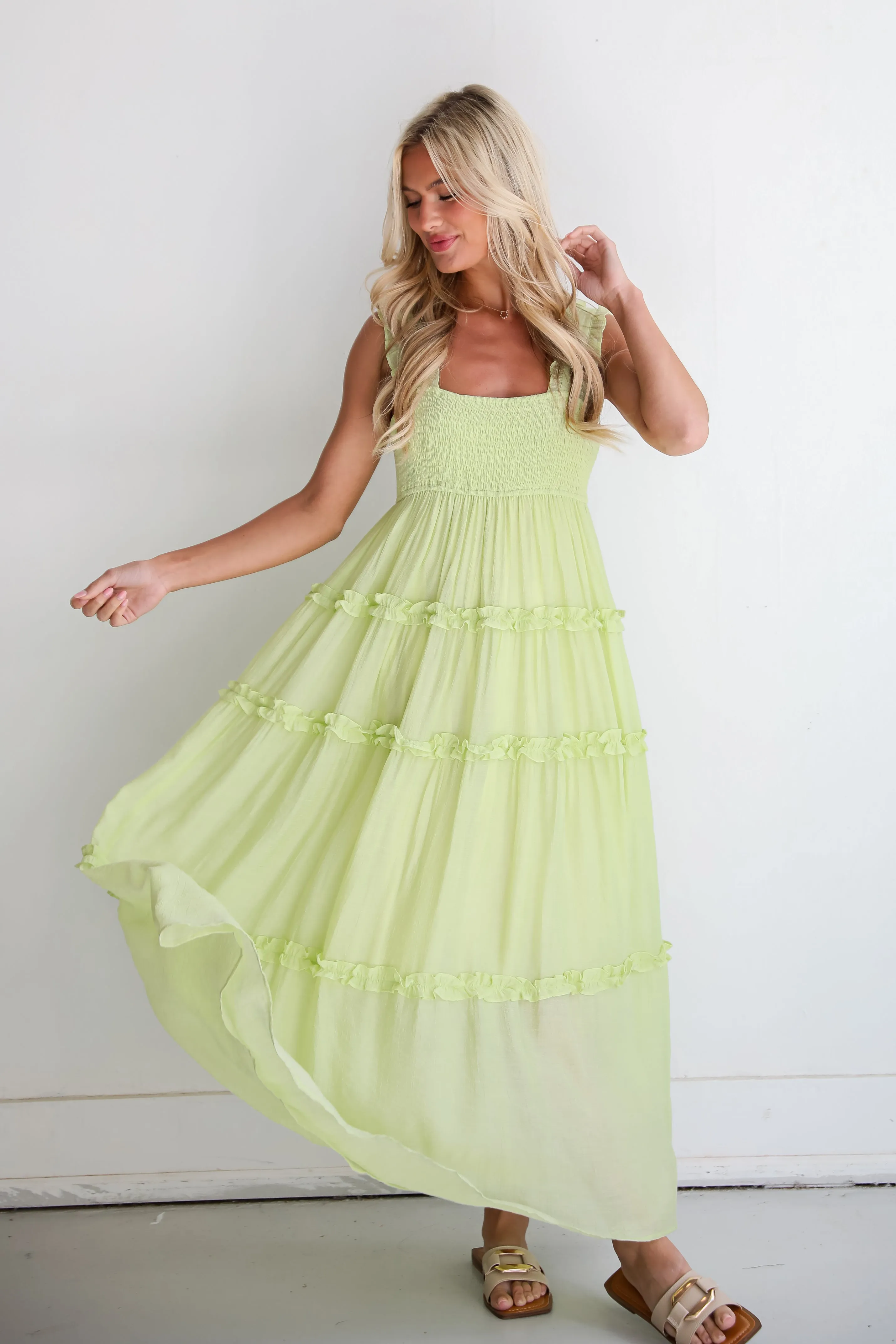 FINAL SALE - Luminous Delight Lime Maxi Dress