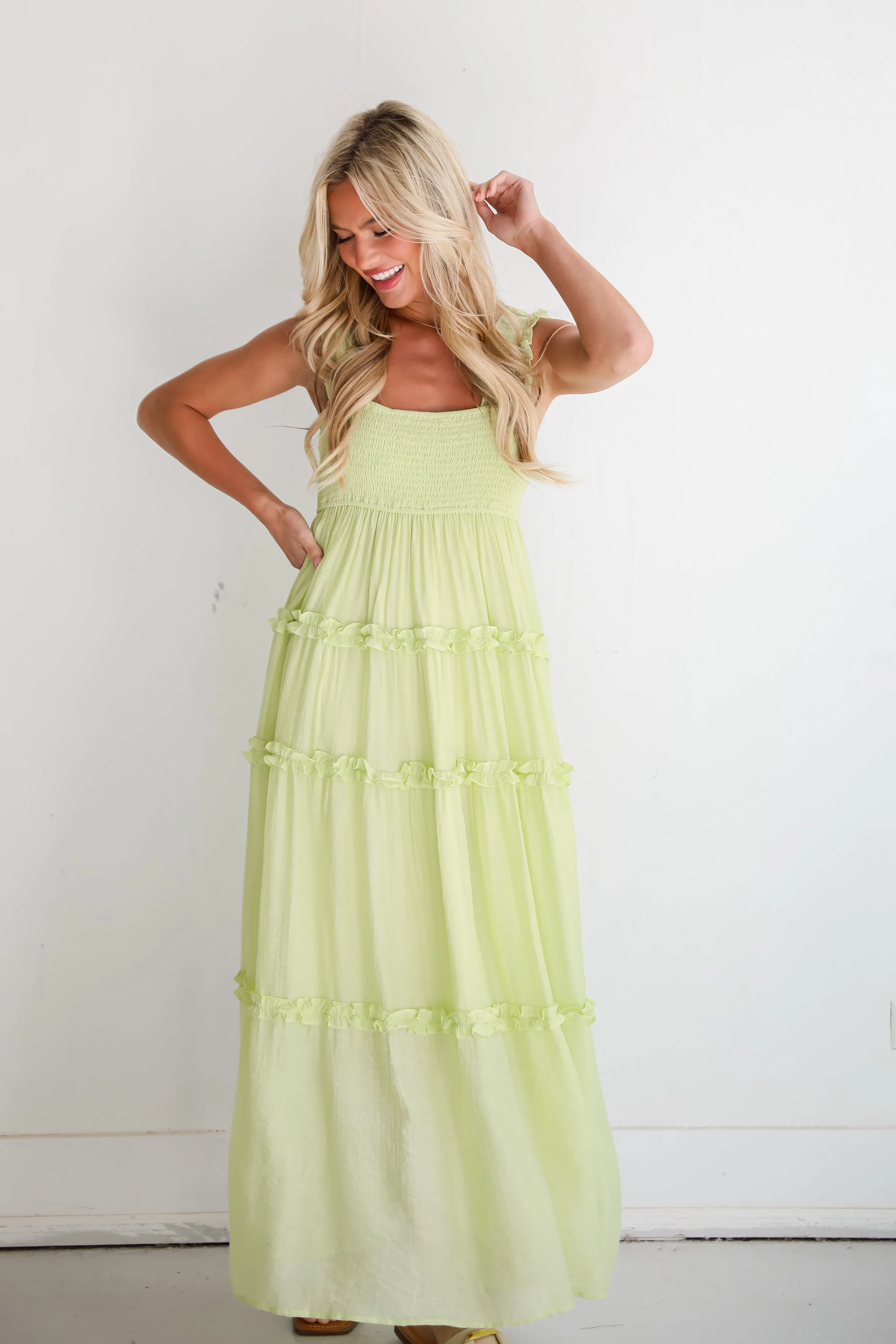 FINAL SALE - Luminous Delight Lime Maxi Dress