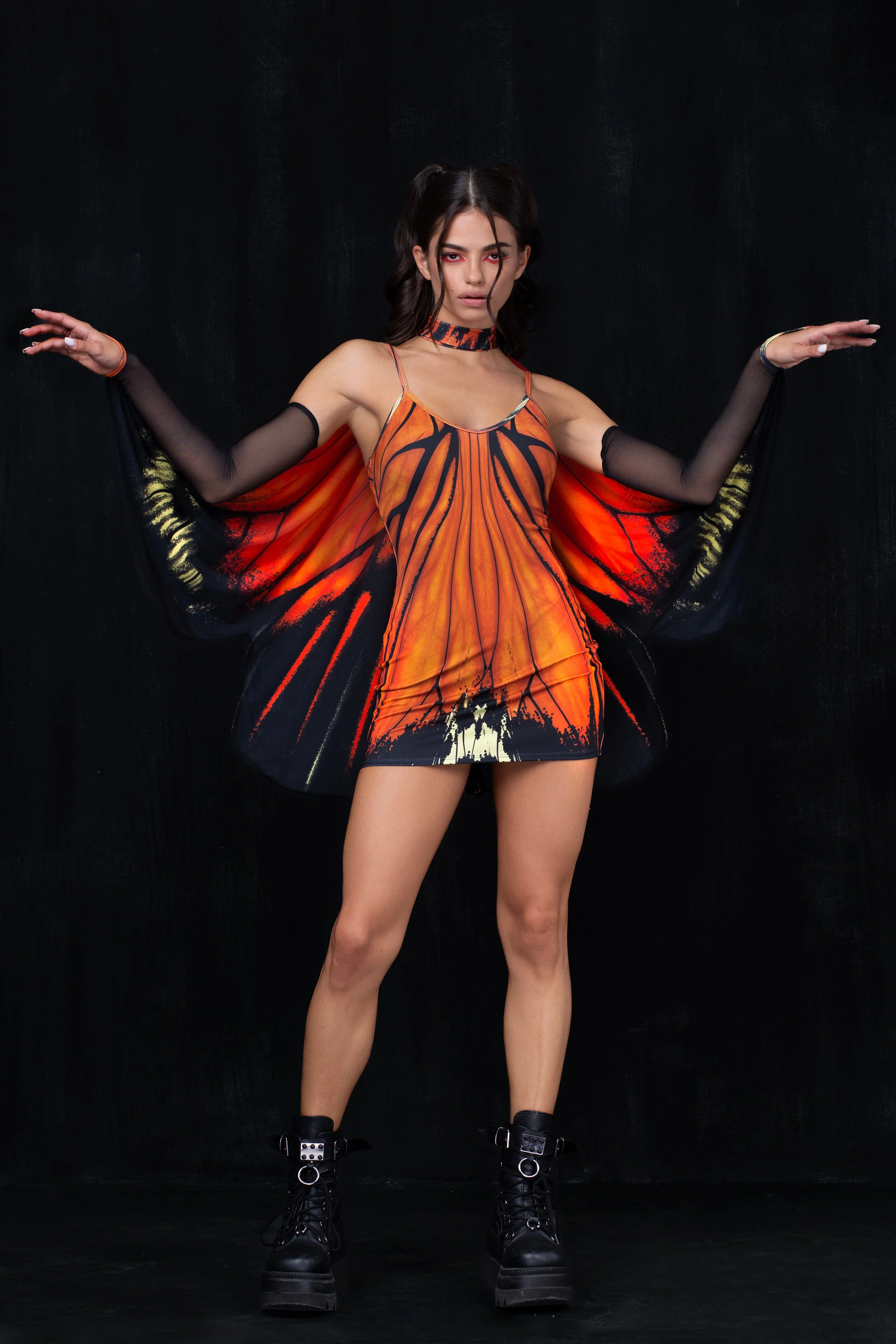 Flameburst V-Neck Dress