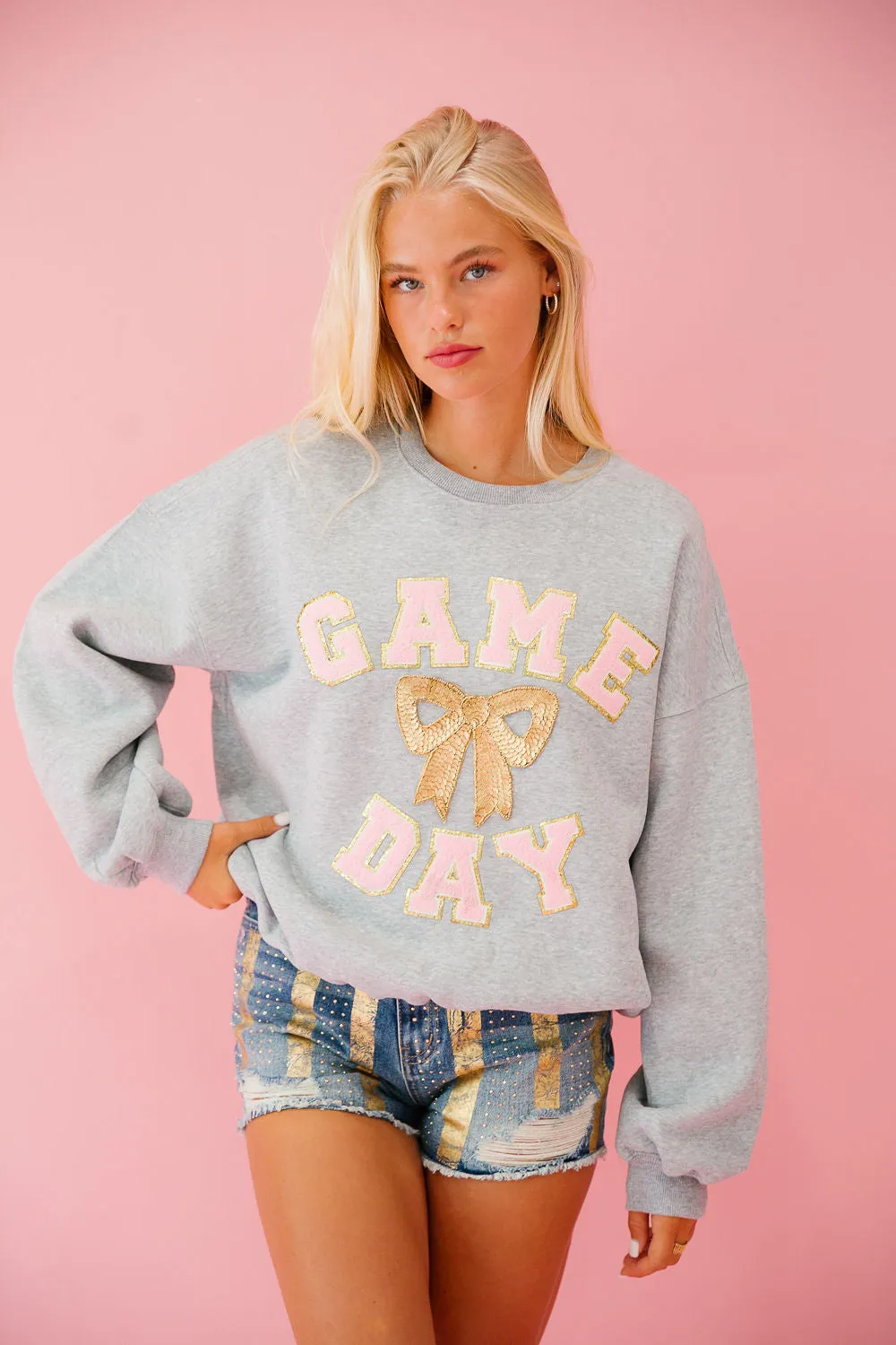 GAME DAY READY GREY PULLOVER