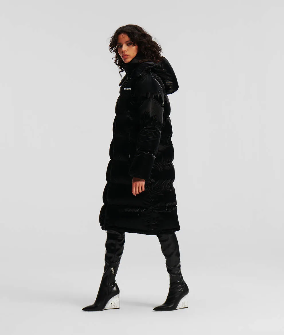 LONGLINE HOODED PUFFER COAT