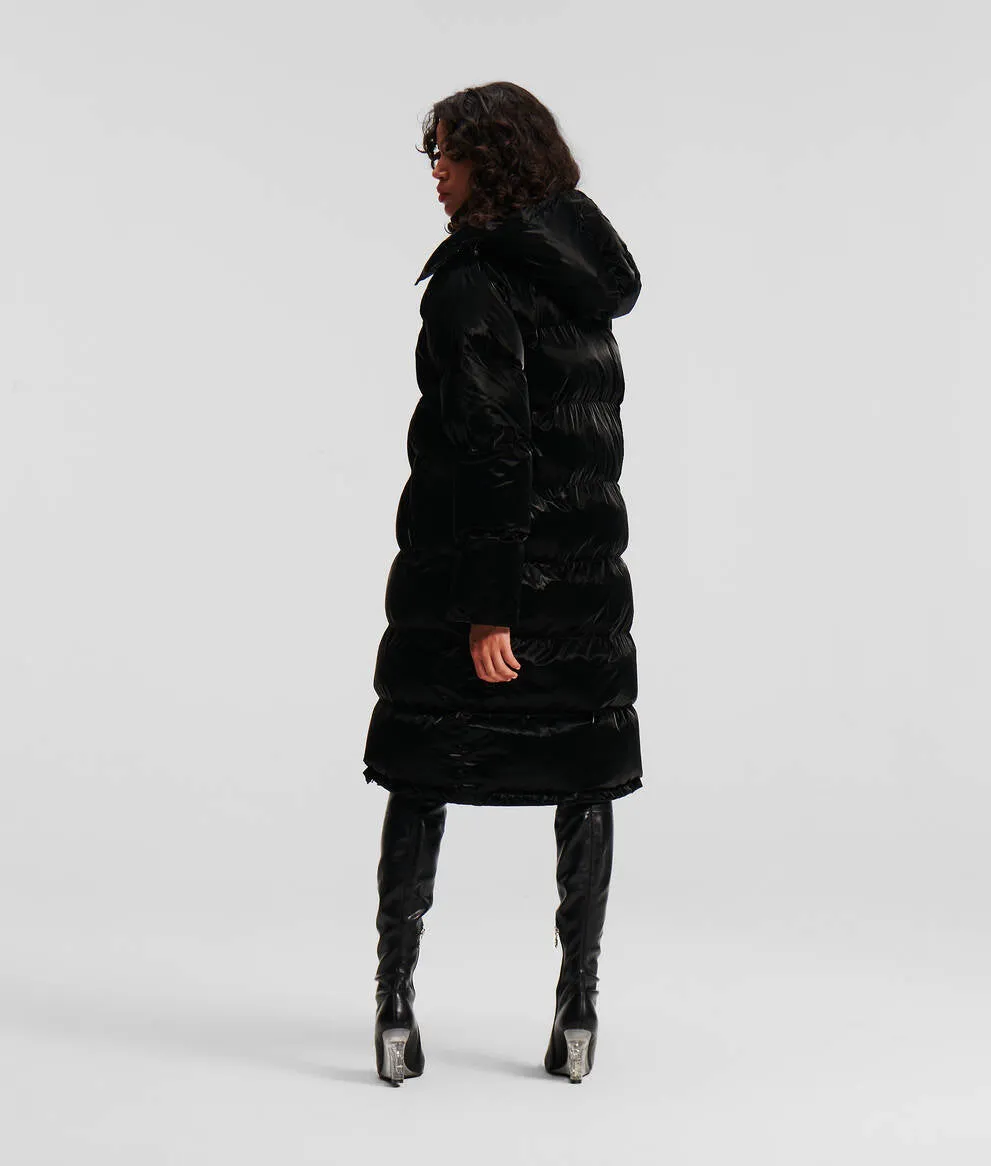 LONGLINE HOODED PUFFER COAT