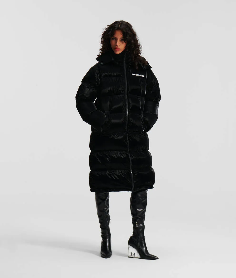 LONGLINE HOODED PUFFER COAT