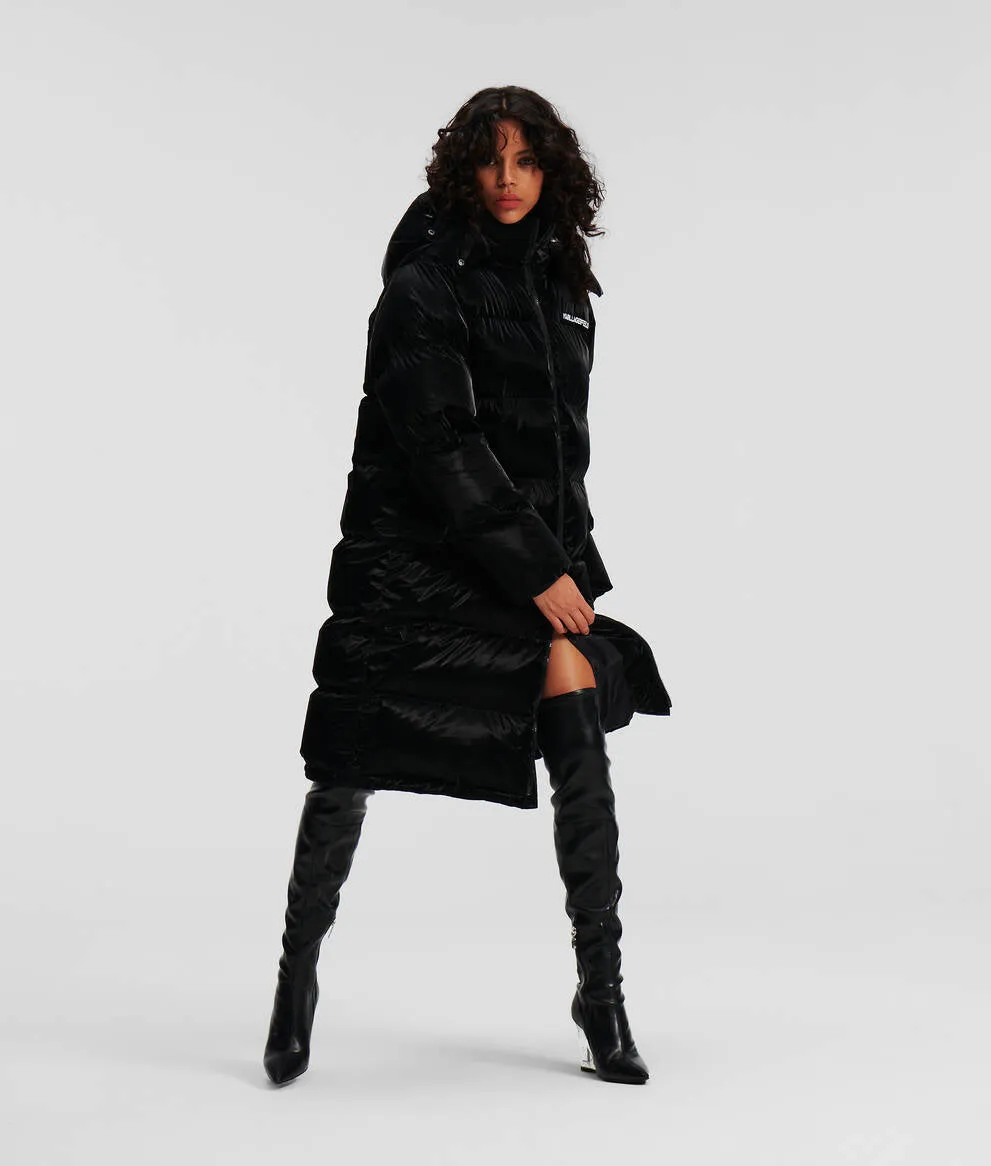 LONGLINE HOODED PUFFER COAT