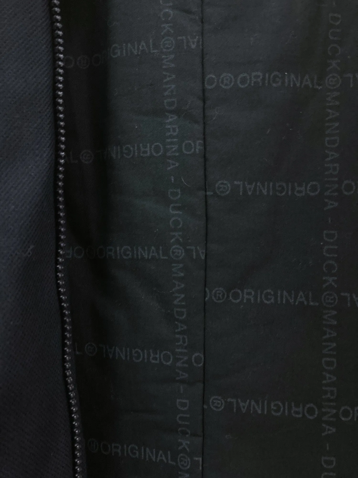 Mandarina Duck black quilted canvas covered placket zip coat - UK size 12