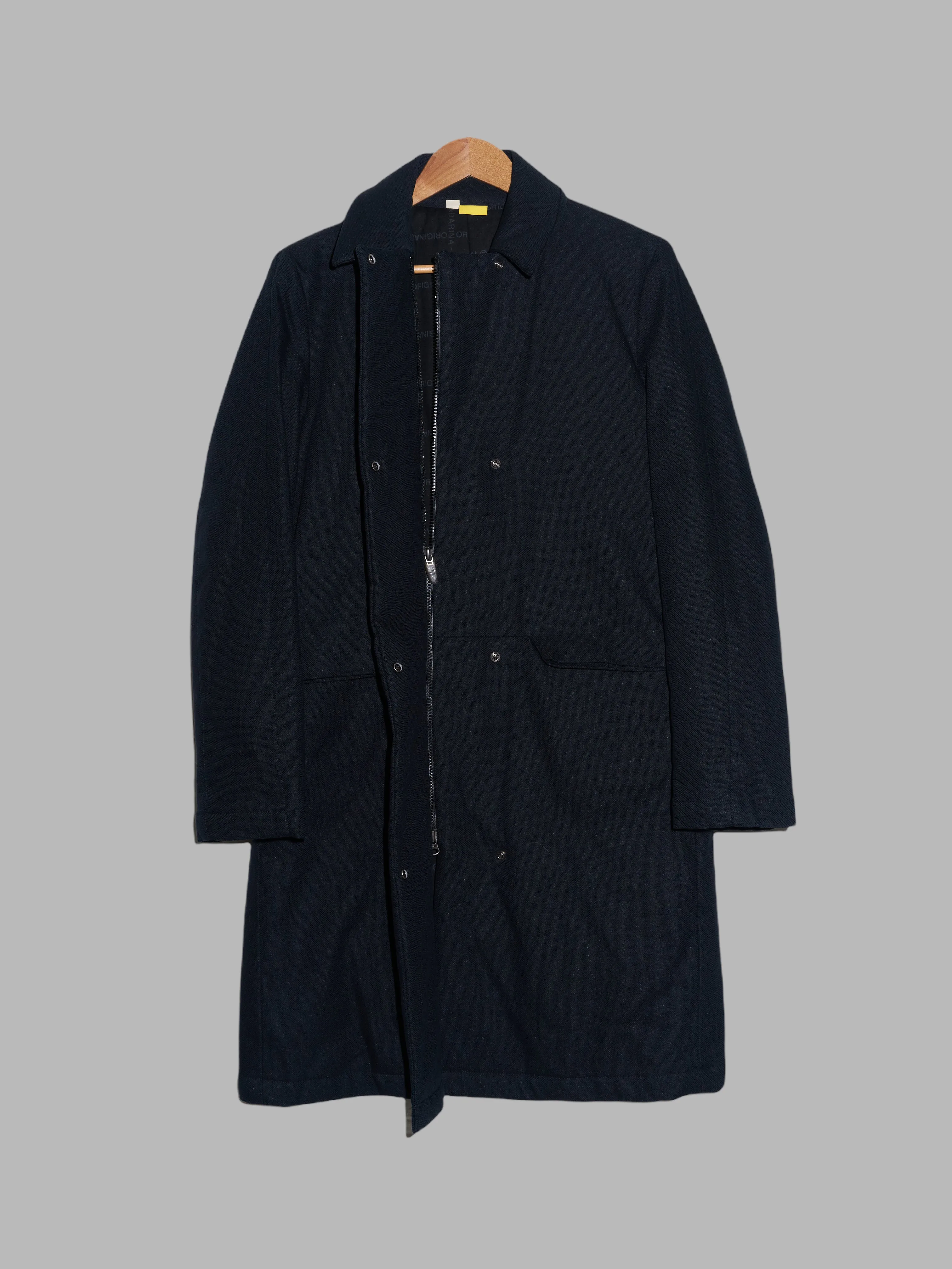 Mandarina Duck black quilted canvas covered placket zip coat - UK size 12