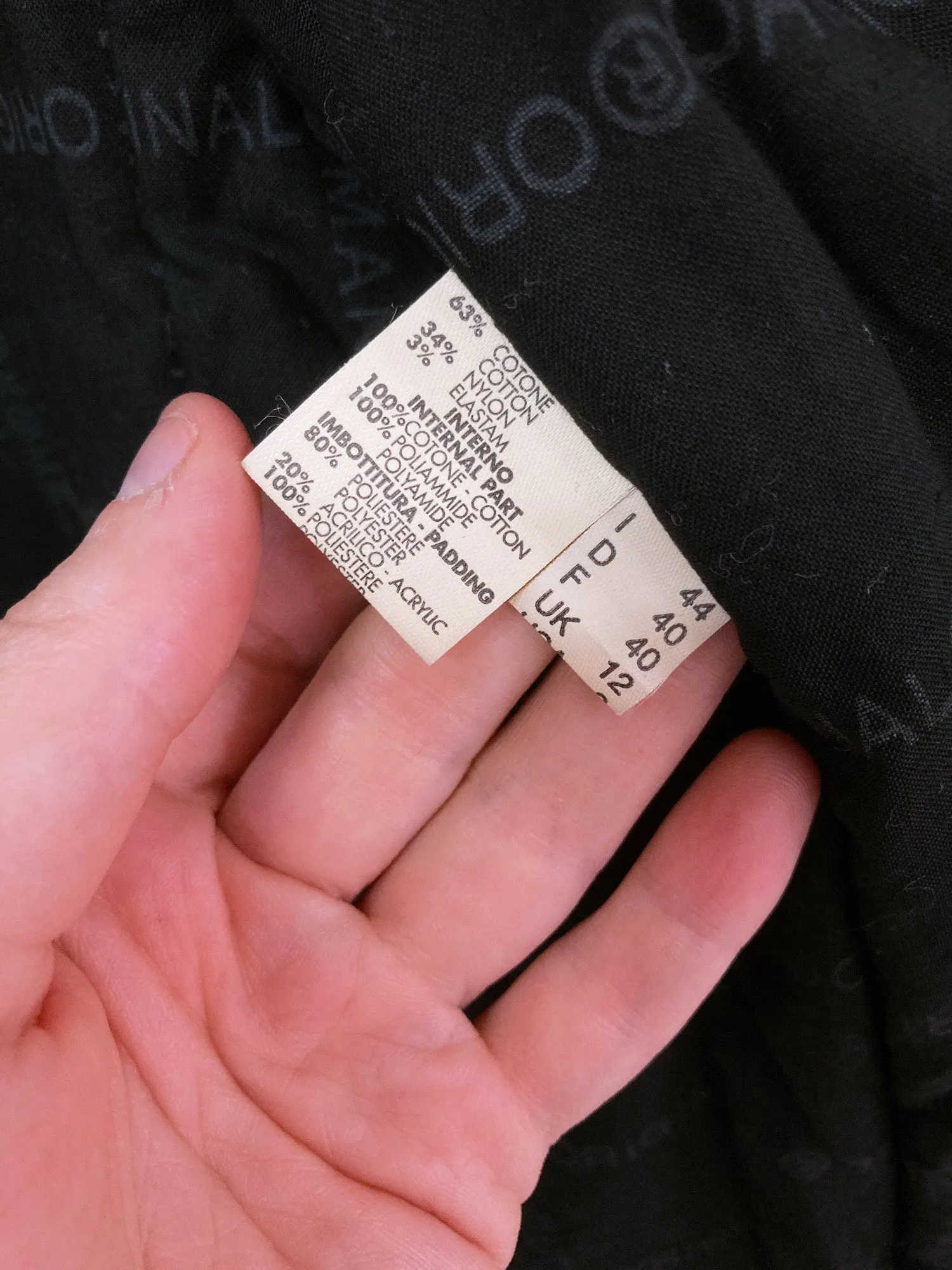 Mandarina Duck black quilted canvas covered placket zip coat - UK size 12