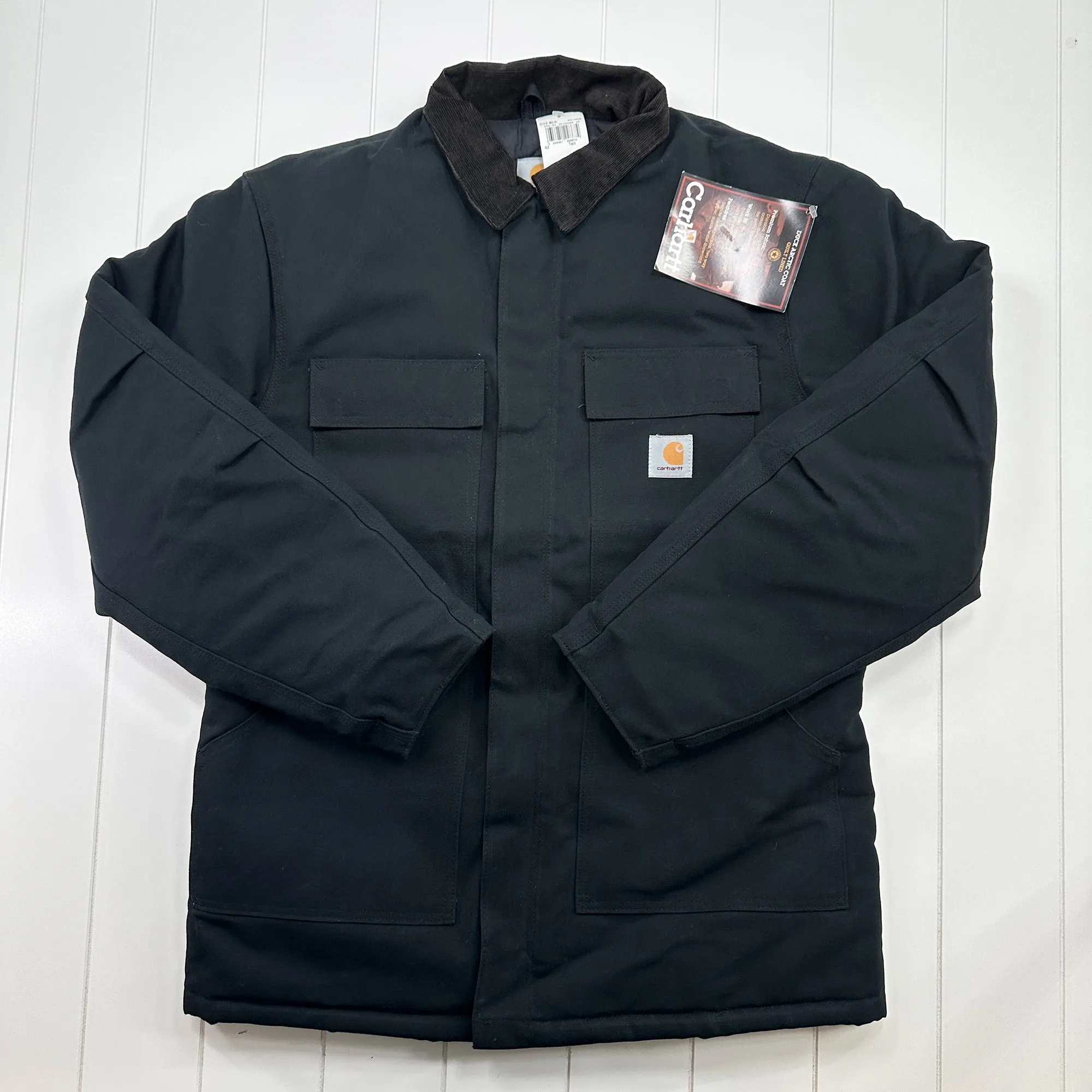 NWT Carhartt C03 BLK Quilted Nylon Lined Duck Arctic Coat 42 Tall (Large Tall)