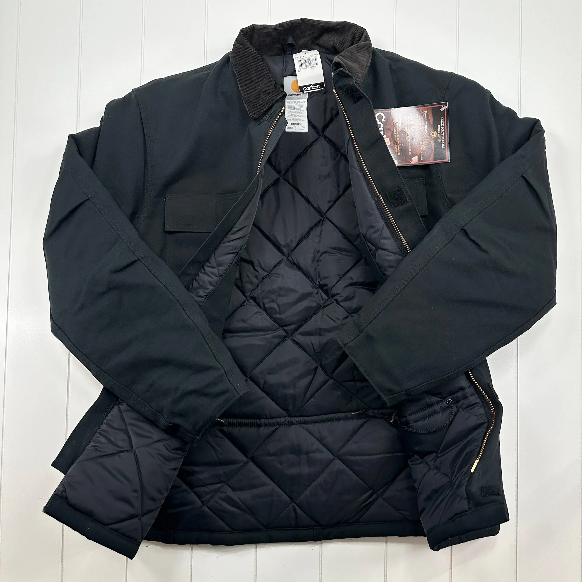 NWT Carhartt C03 BLK Quilted Nylon Lined Duck Arctic Coat 42 Tall (Large Tall)