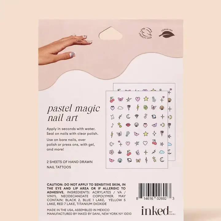 Pastel Magic Nail Art Temporary Tattoo Pack