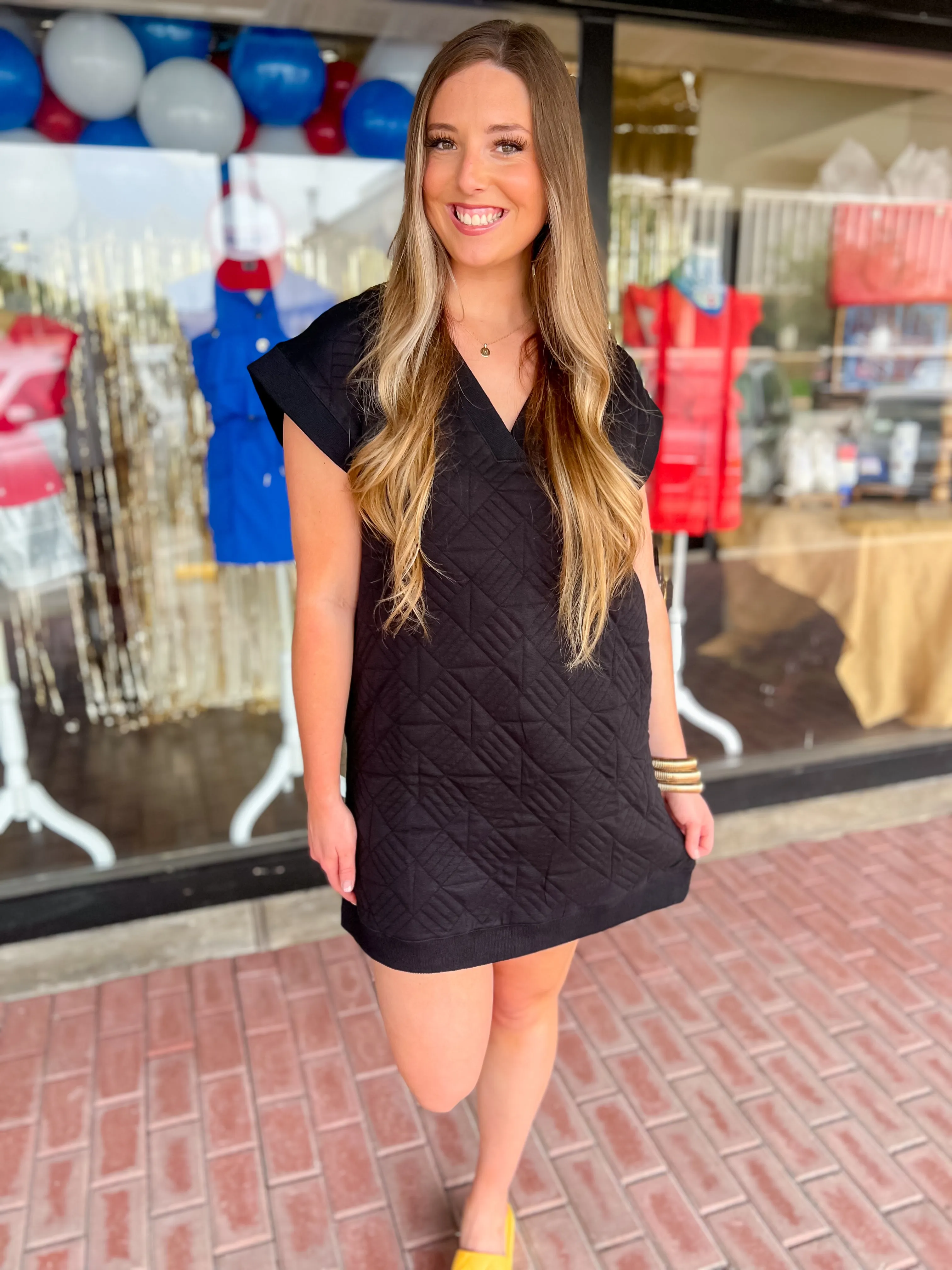 Picnic In The Park Textured Dress-Black