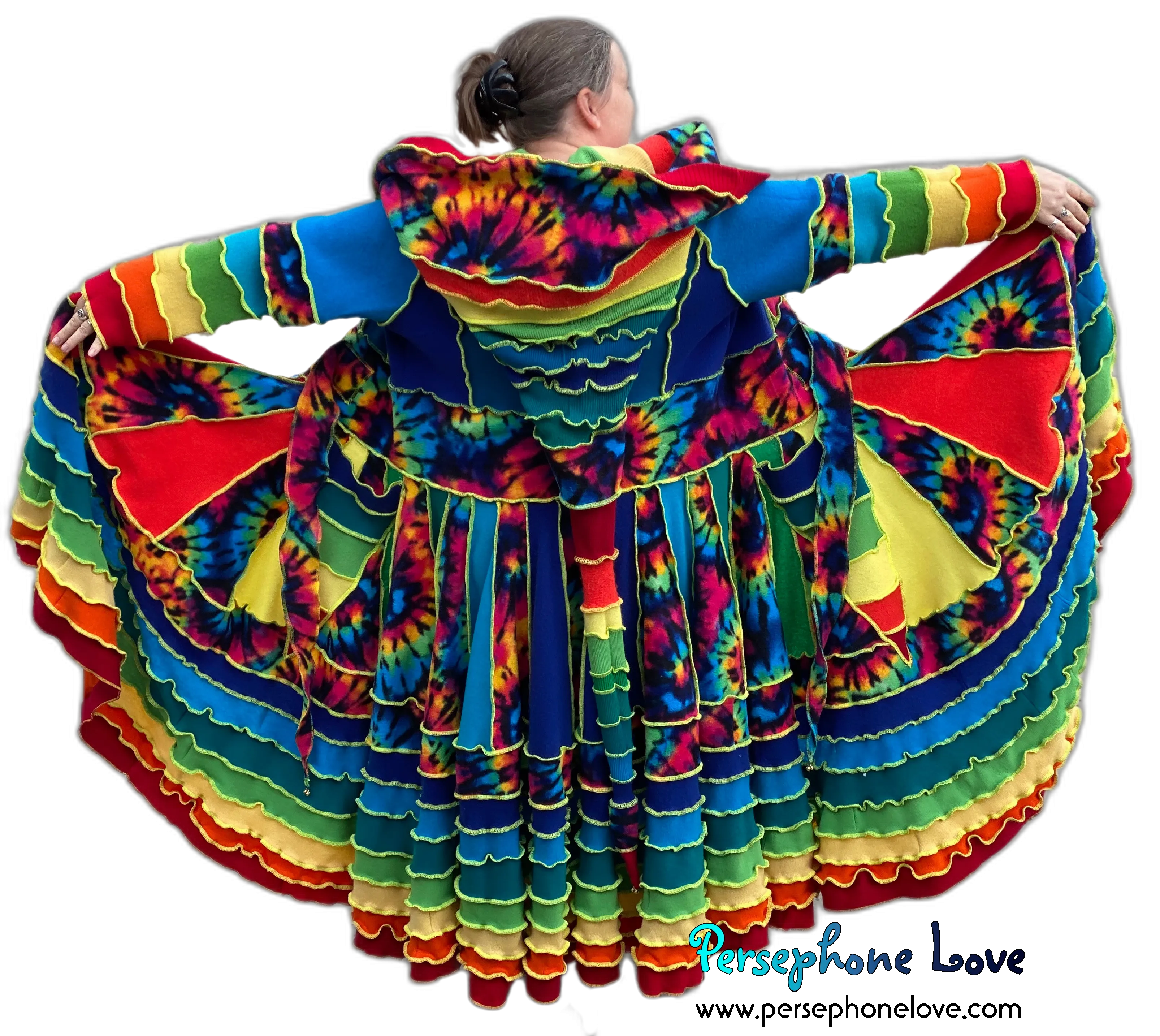 "Rainbow Rebel" felted cashmere/fleece Katwise-inspired sweatercoat-2528
