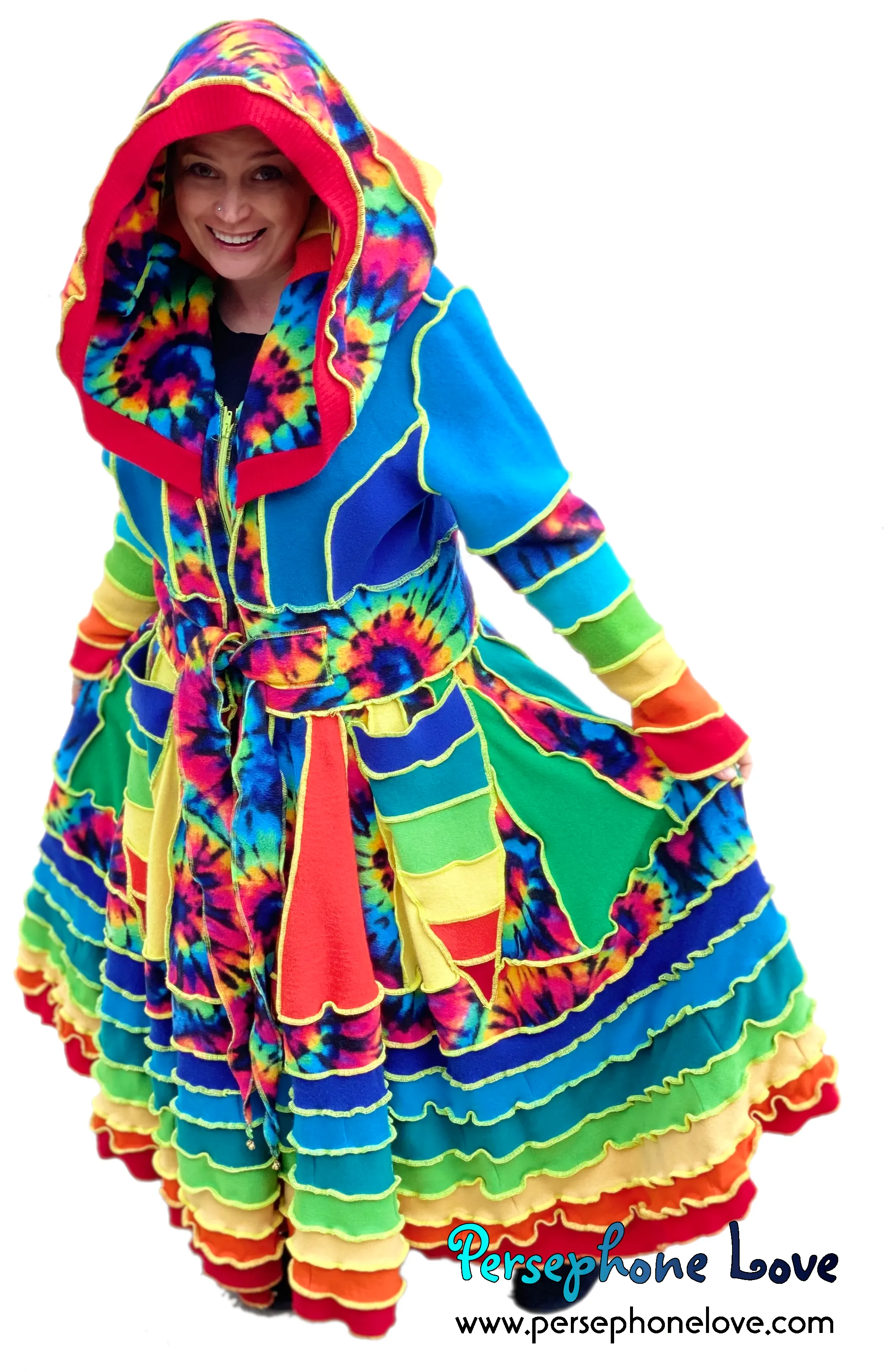 "Rainbow Rebel" felted cashmere/fleece Katwise-inspired sweatercoat-2528