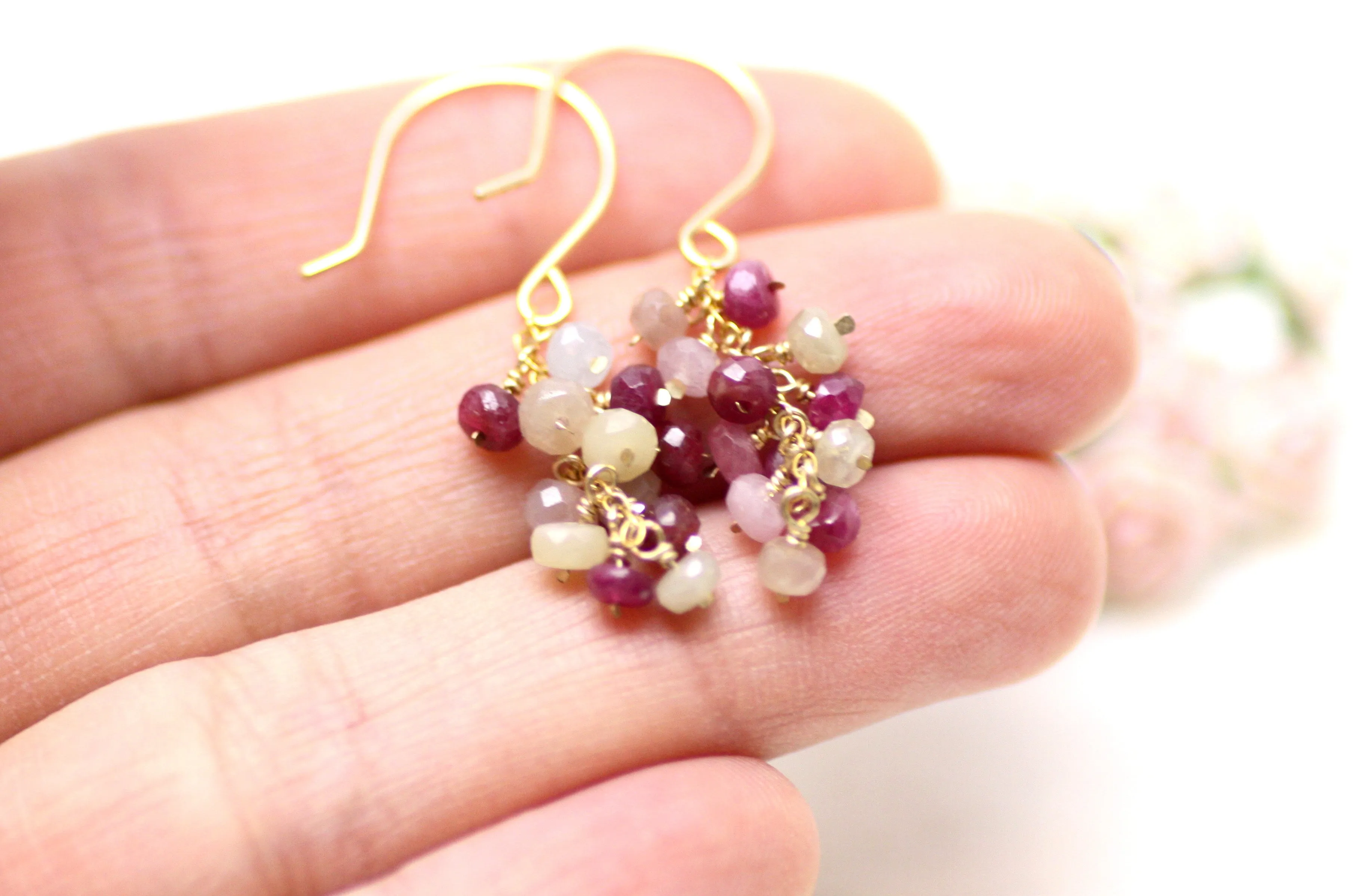 Ruby Cluster Earrings