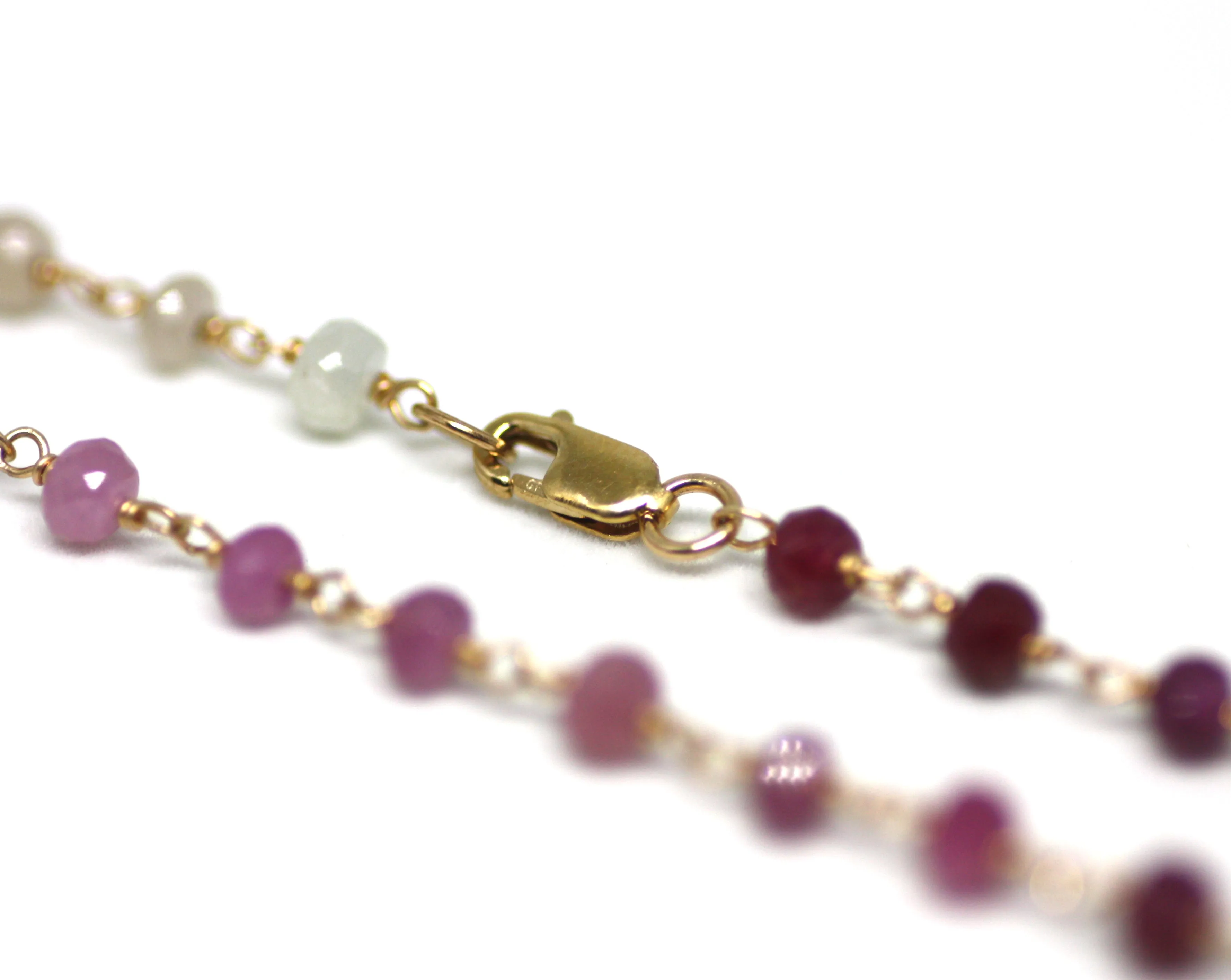 Ruby Gradient Bracelet in Wire Wrapped Gold