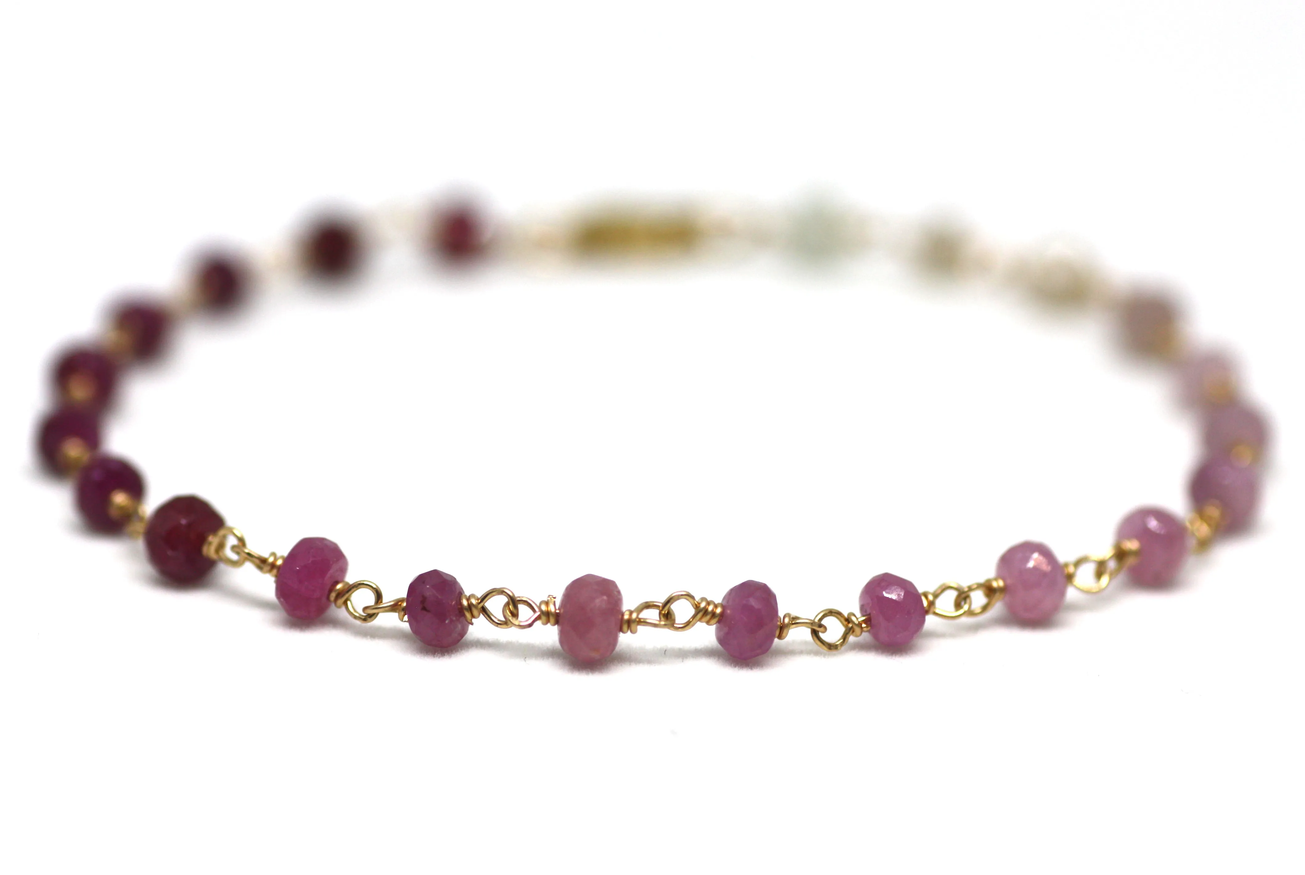 Ruby Gradient Bracelet in Wire Wrapped Gold