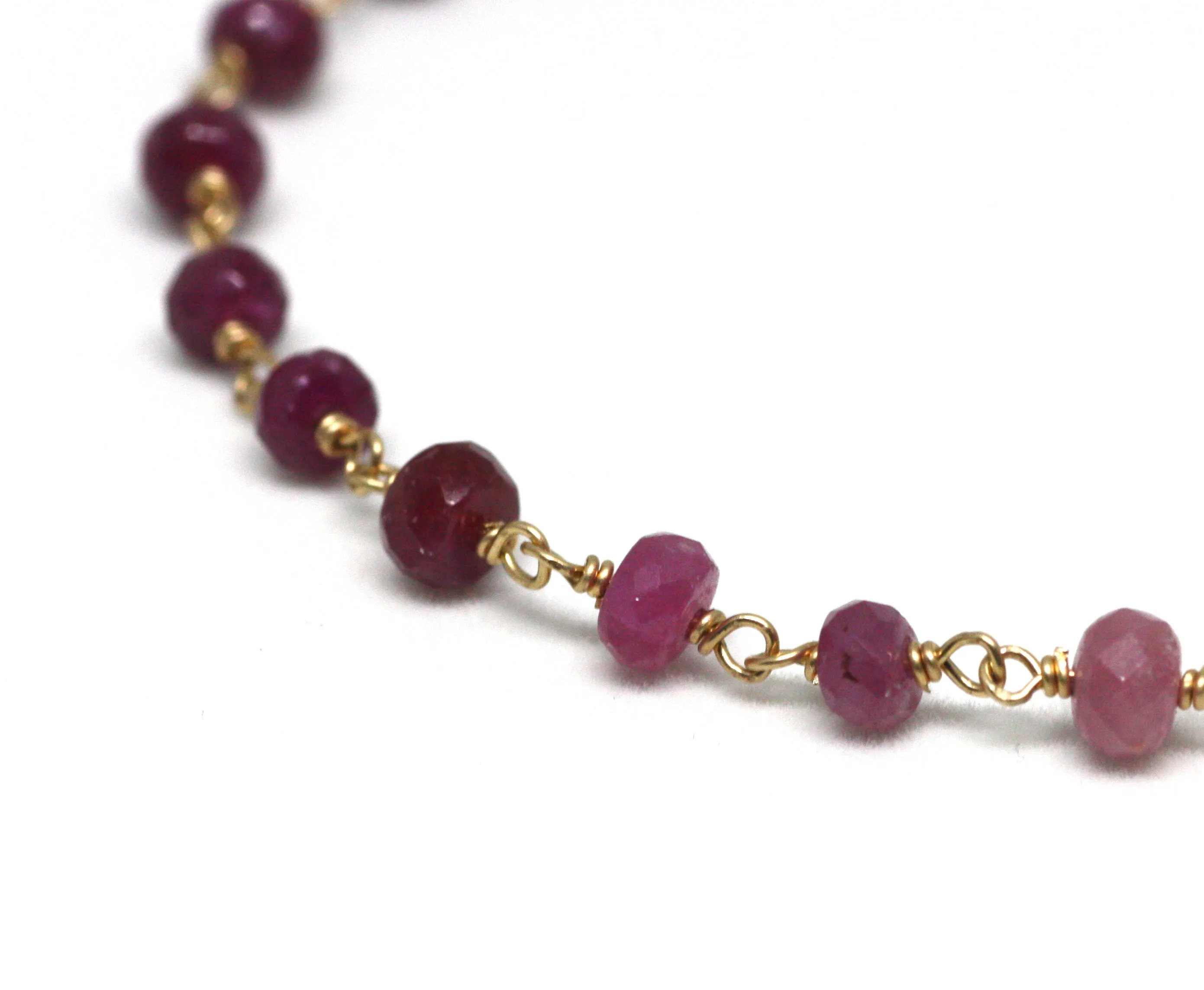 Ruby Gradient Bracelet in Wire Wrapped Gold