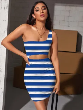 Stripe Dresses Women Gradient Halter Sleeveless Harajuku Pleating Novel Bodycon Dress