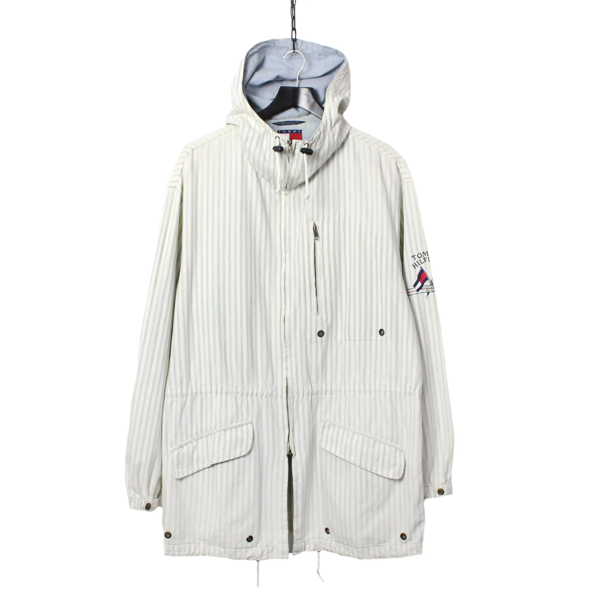 Tommy Hilfiger Lightweight Pinstripe Parka Jacket circa 1990's