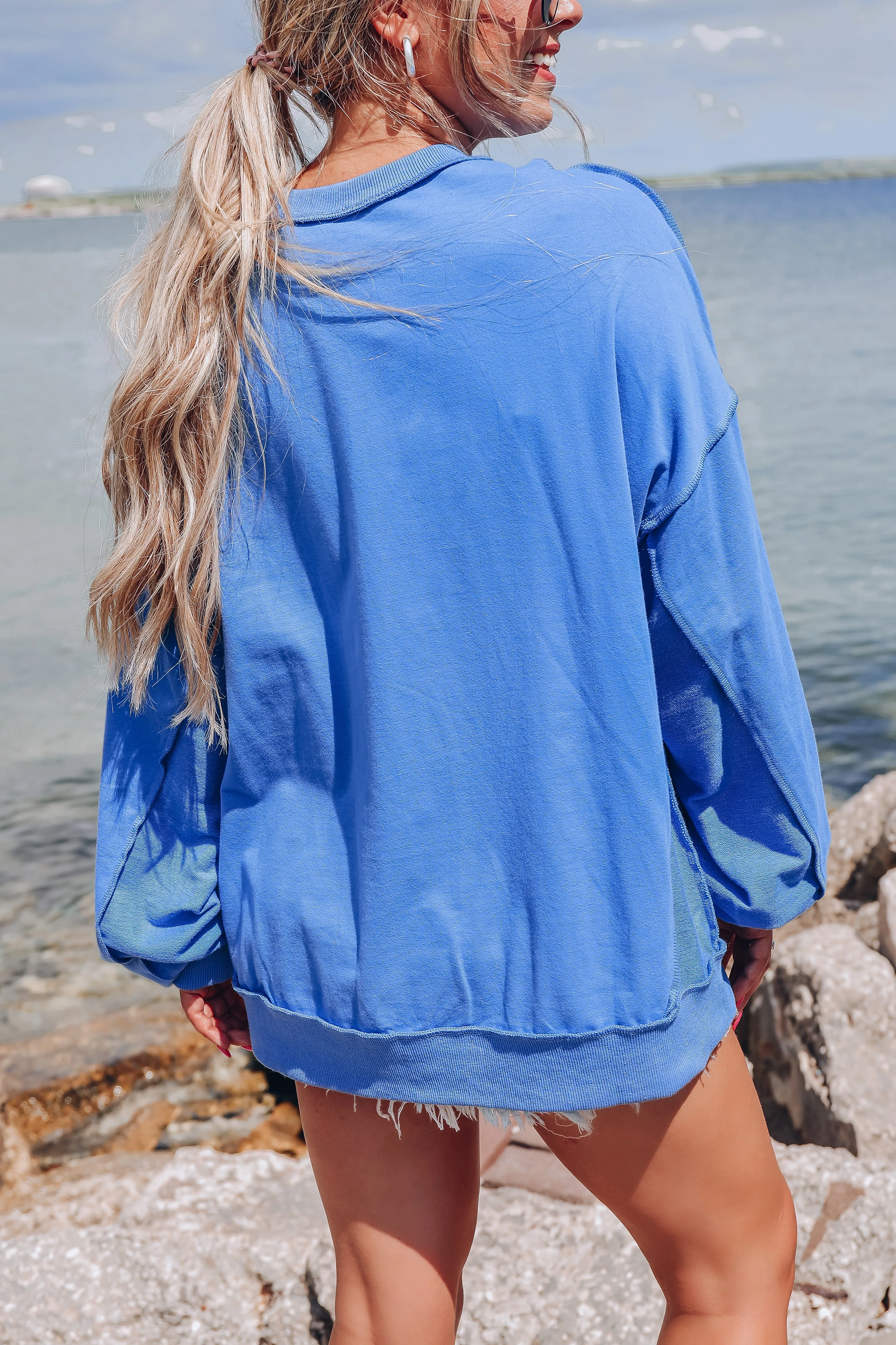 U.S.A. Striped Patch Sweatshirt - Blue