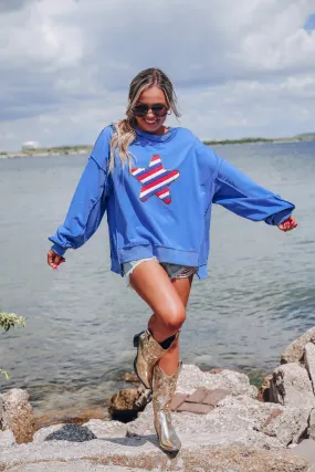 U.S.A. Striped Patch Sweatshirt - Blue