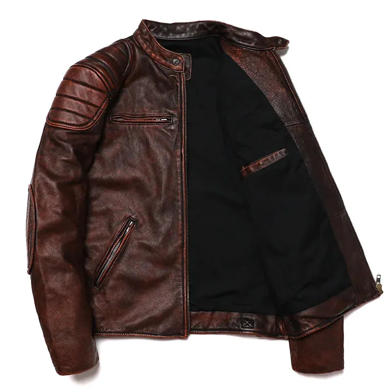 Vintage Style Genuine Leather Jacket Men