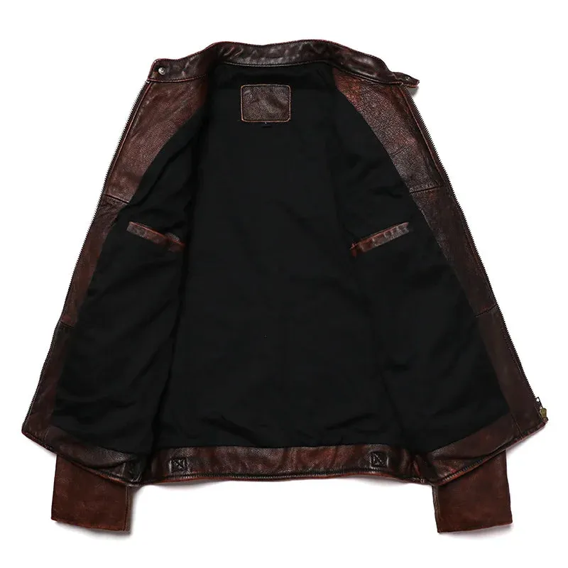 Vintage Style Genuine Leather Jacket Men
