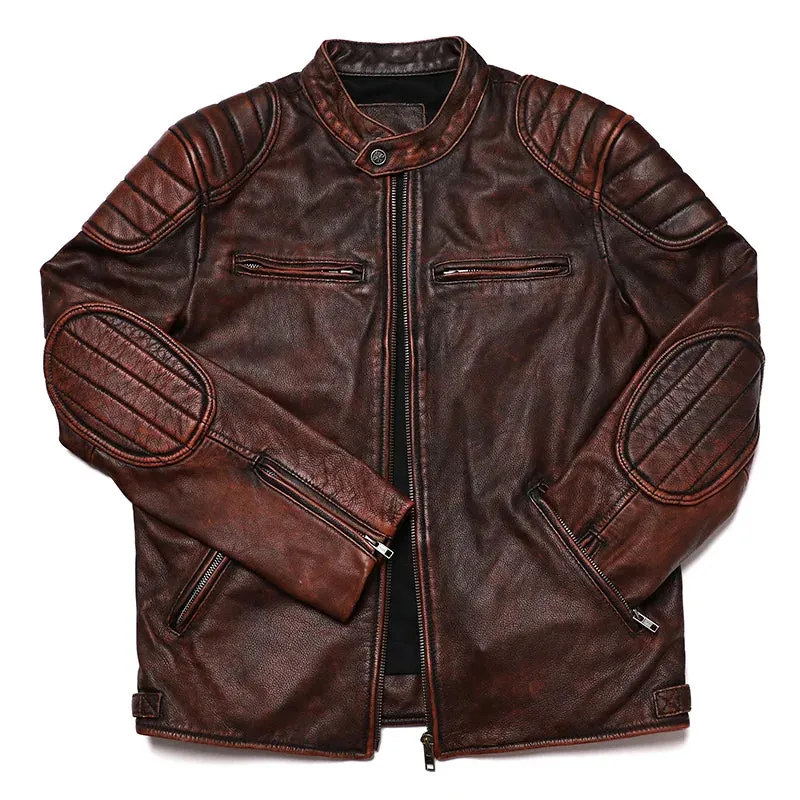 Vintage Style Genuine Leather Jacket Men