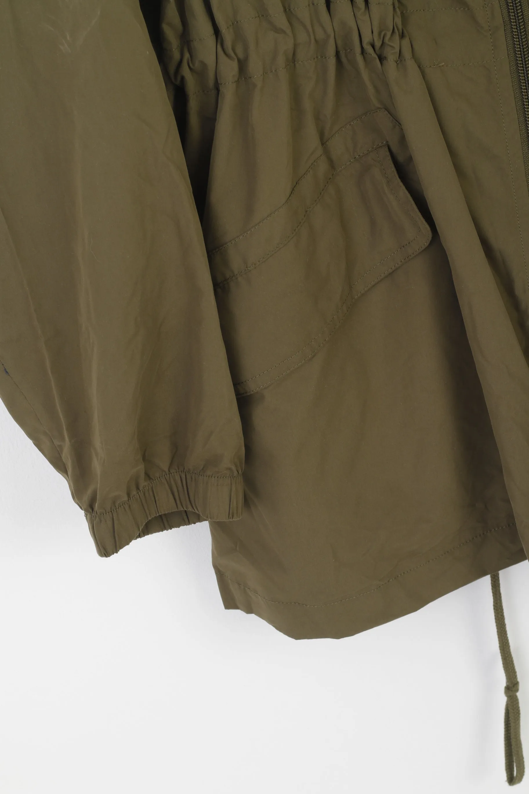 Zizzi Women M Jacket Green Lightweight Full Zipper Parka Casual Outwear Top
