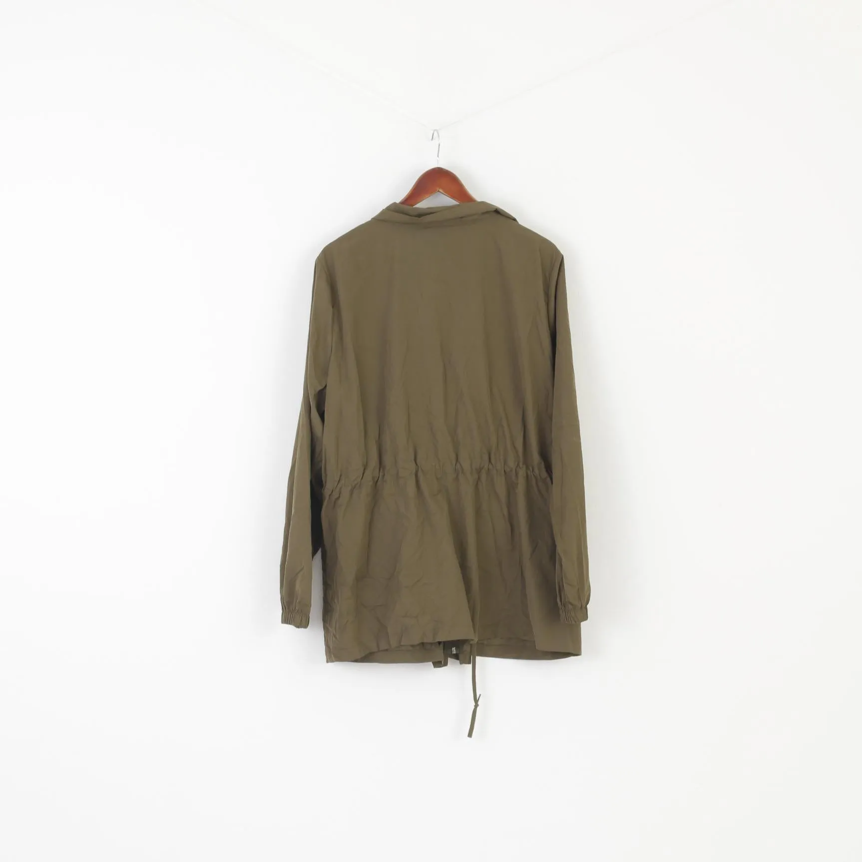 Zizzi Women M Jacket Green Lightweight Full Zipper Parka Casual Outwear Top