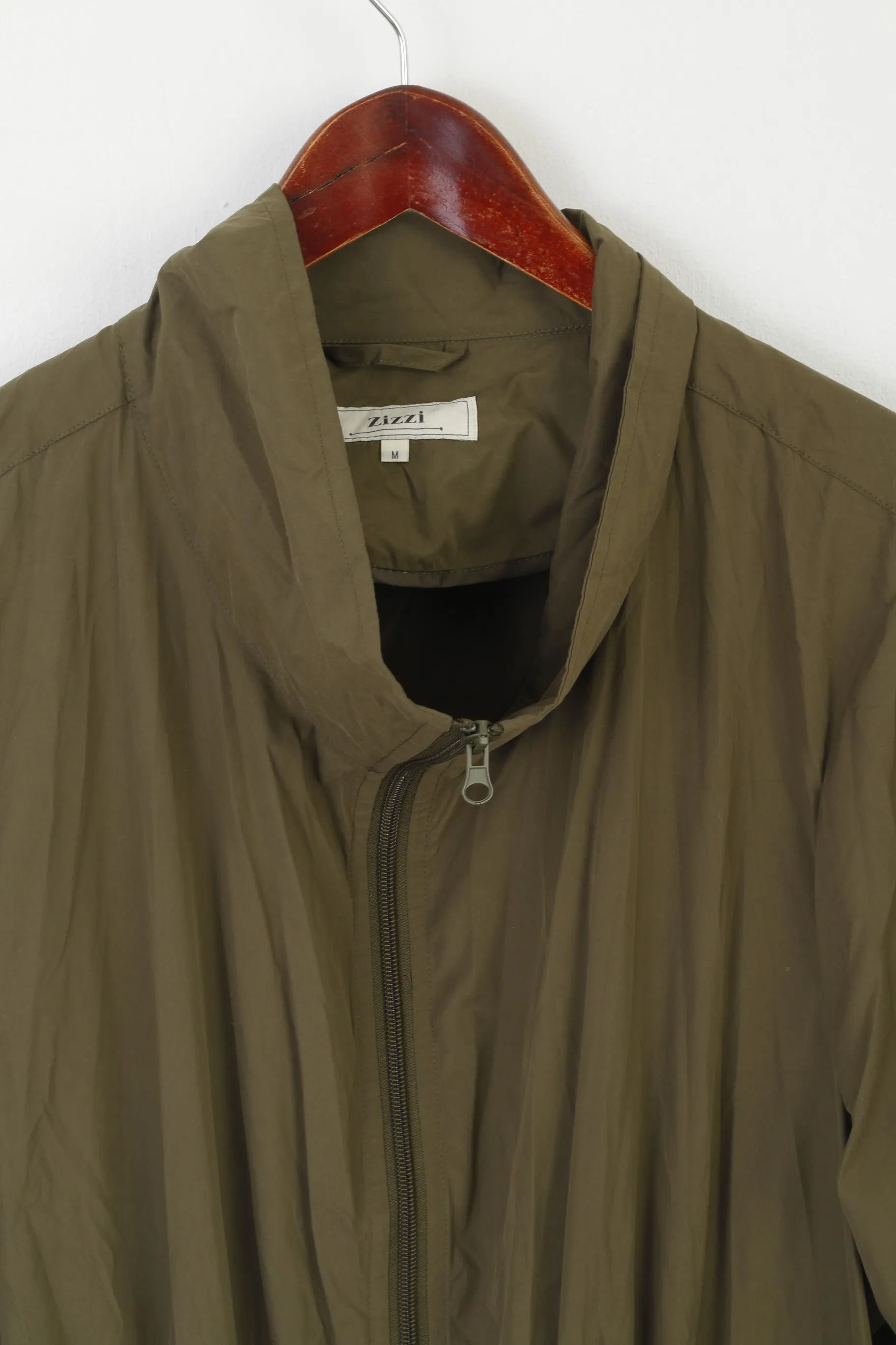 Zizzi Women M Jacket Green Lightweight Full Zipper Parka Casual Outwear Top