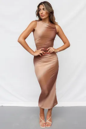 Zyla Midi Dress - Brown Multi
